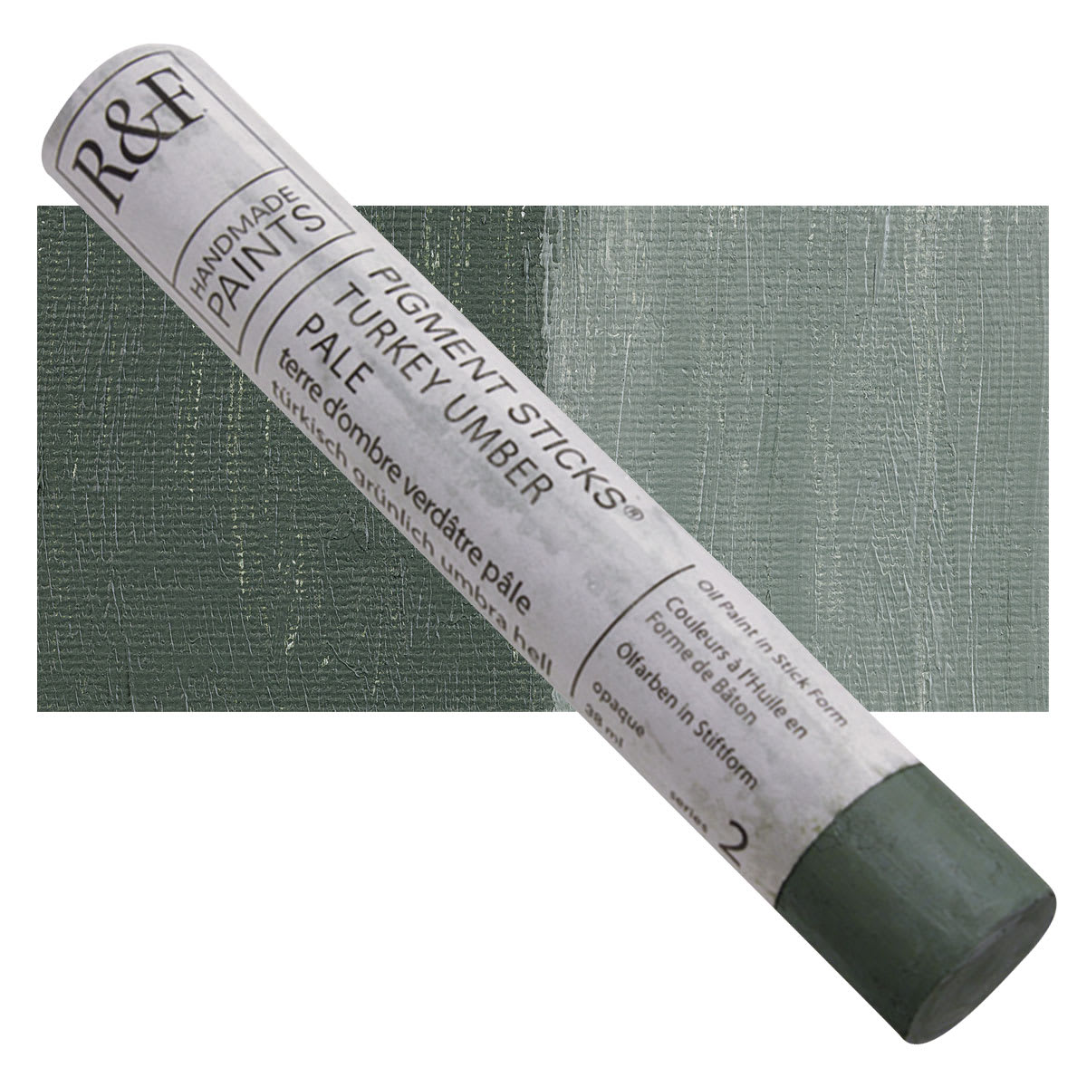 R&F Pigment Stick - Turkey Umber Pale, 38 ml stick and swatch