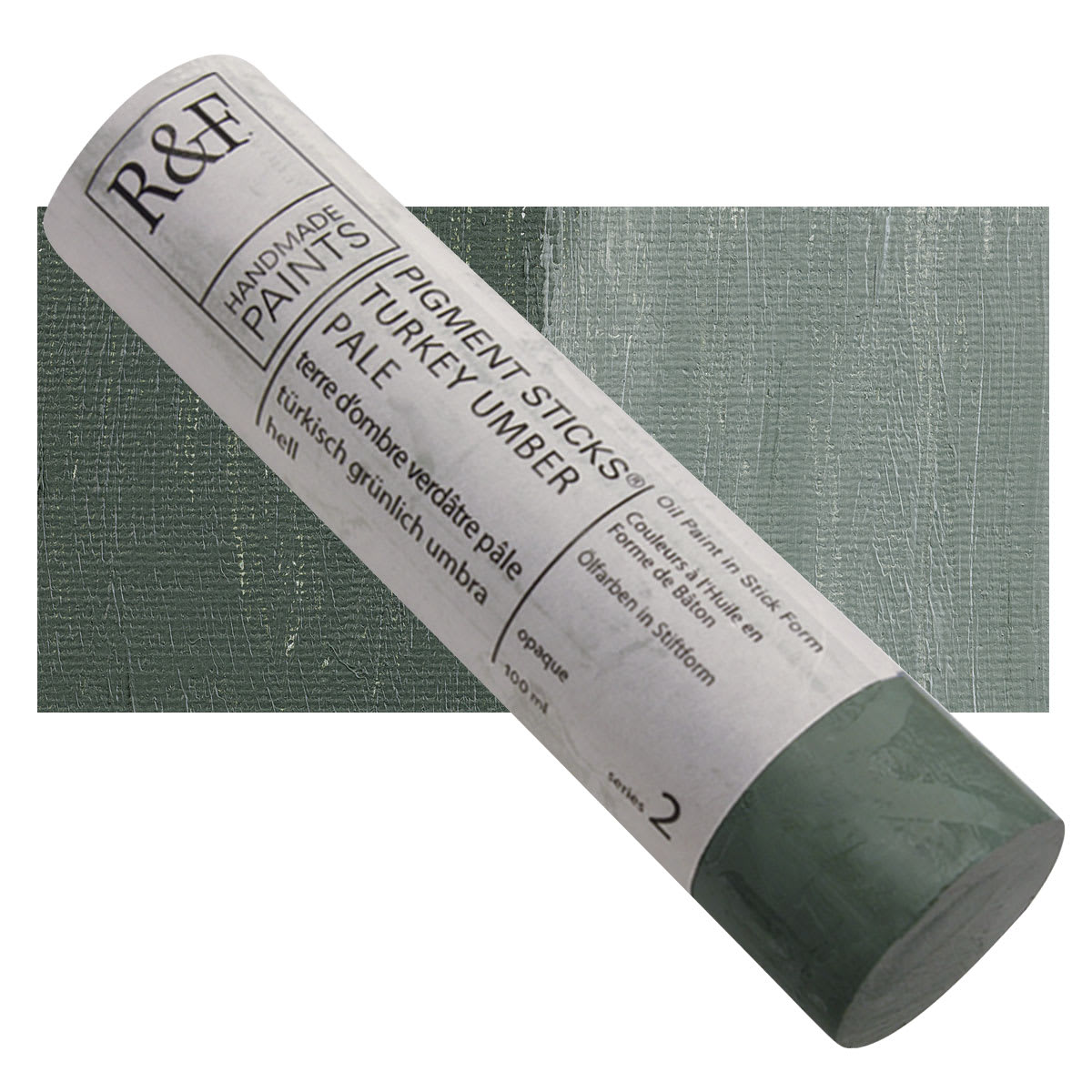 R&F Pigment Stick - Turkey Umber Pale, 100 ml stick and swatch
