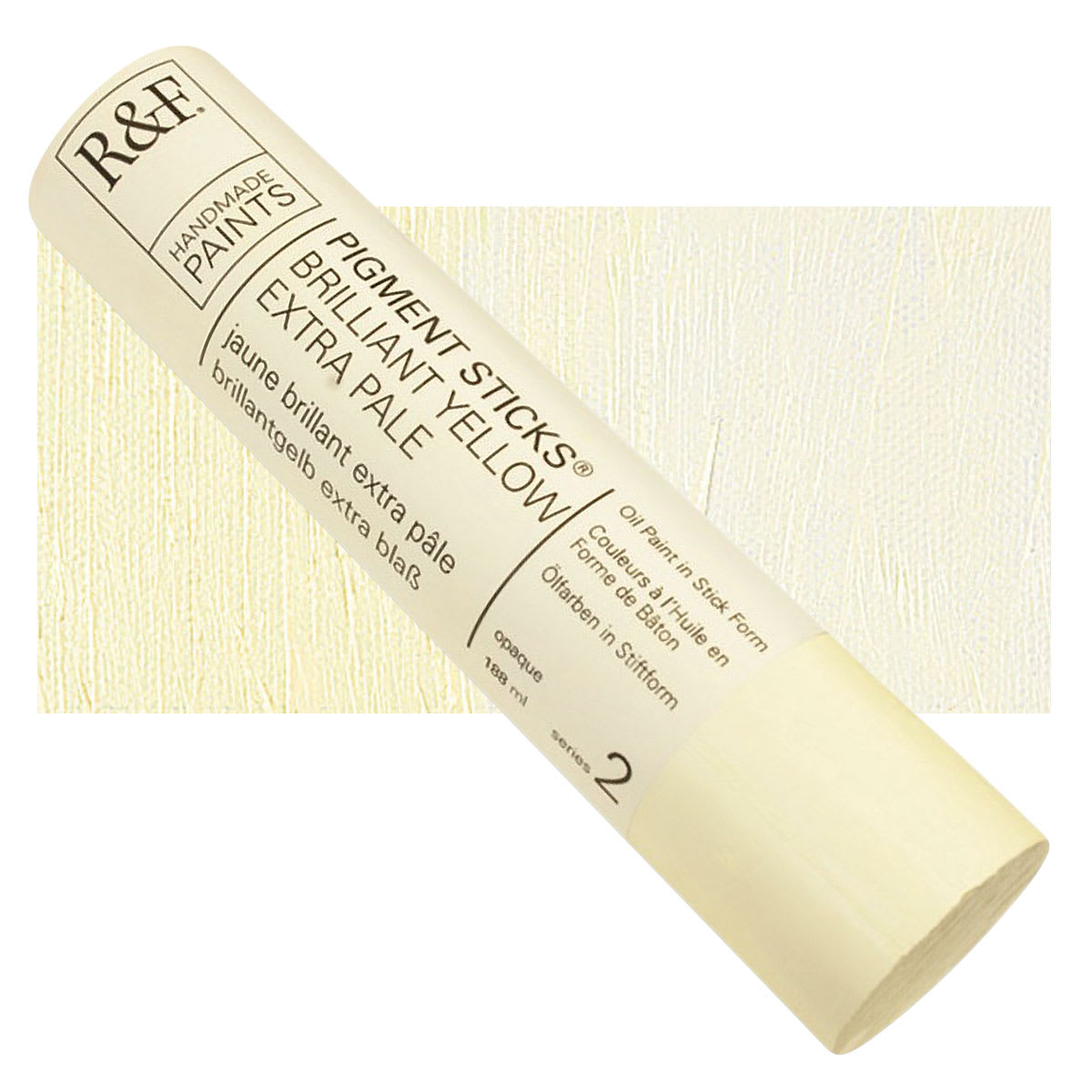 R&F Pigment Stick - Brilliant Yellow Extra Pale, 188 ml stick and swatch