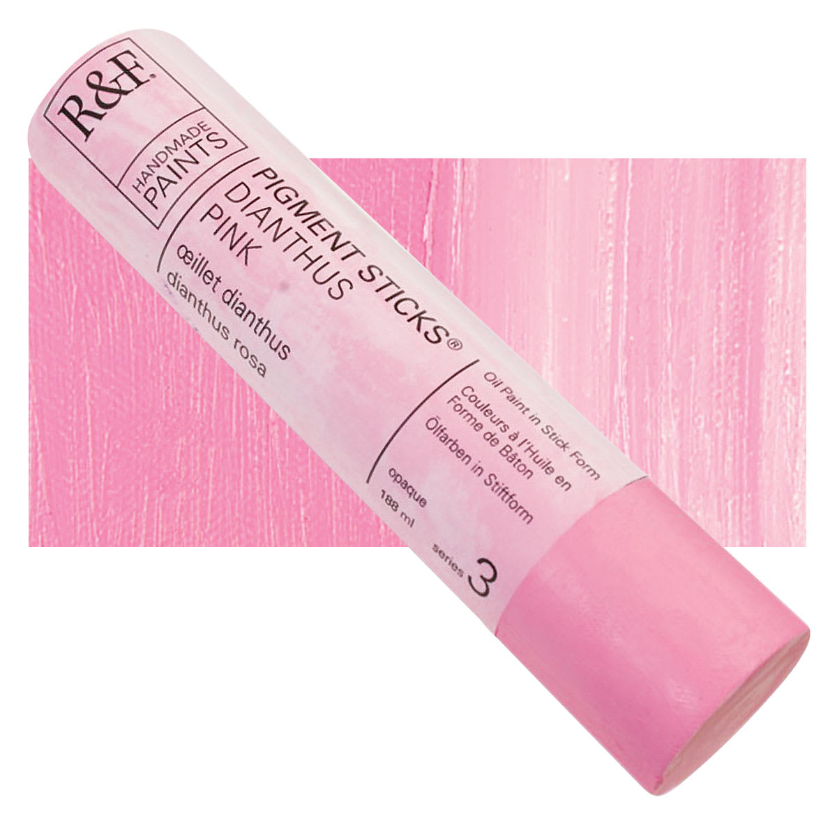 R&F Pigment Stick - Dianthus Pink, 188 ml stick and swatch