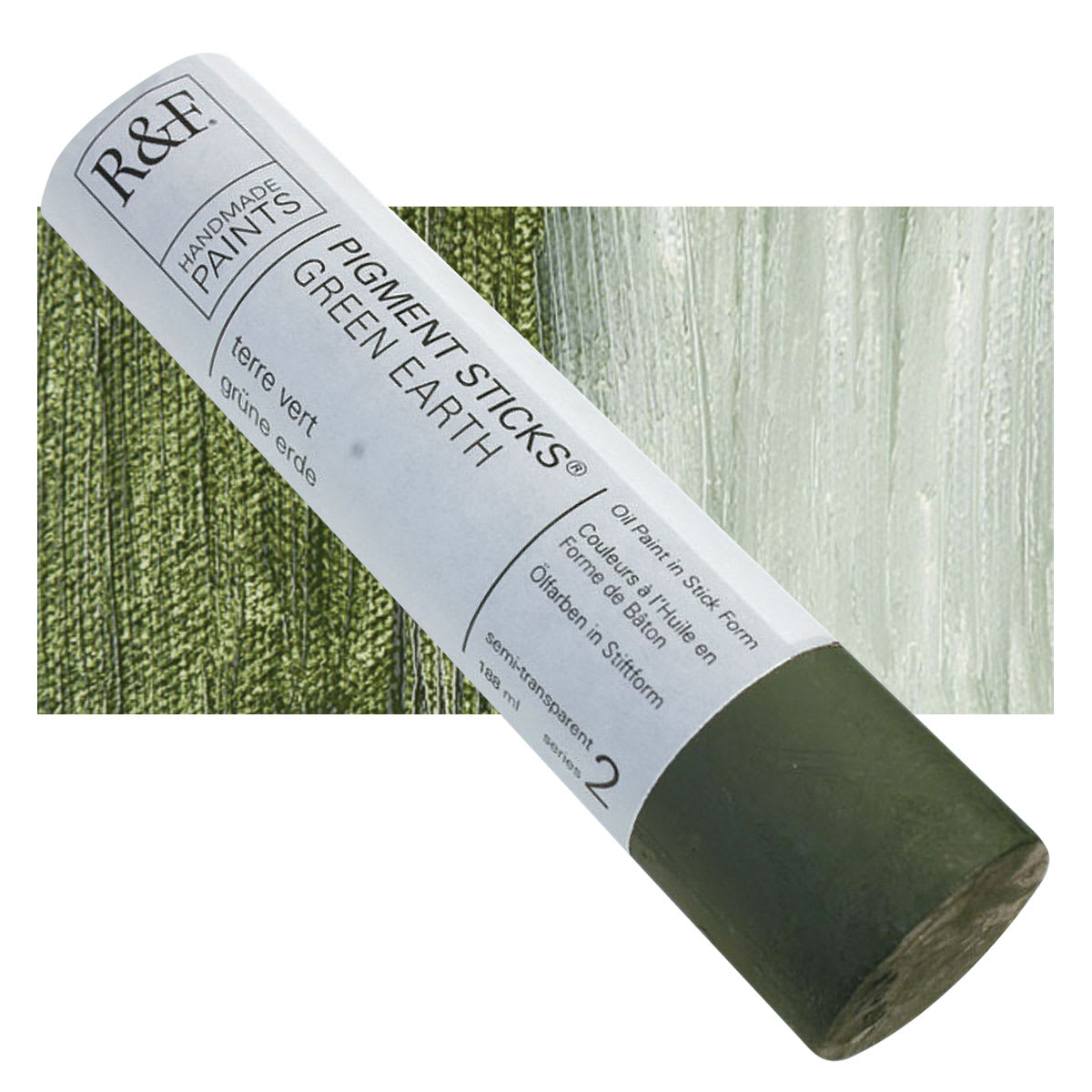 R&F Pigment Stick - Green Earth, 188 ml stick and swatch