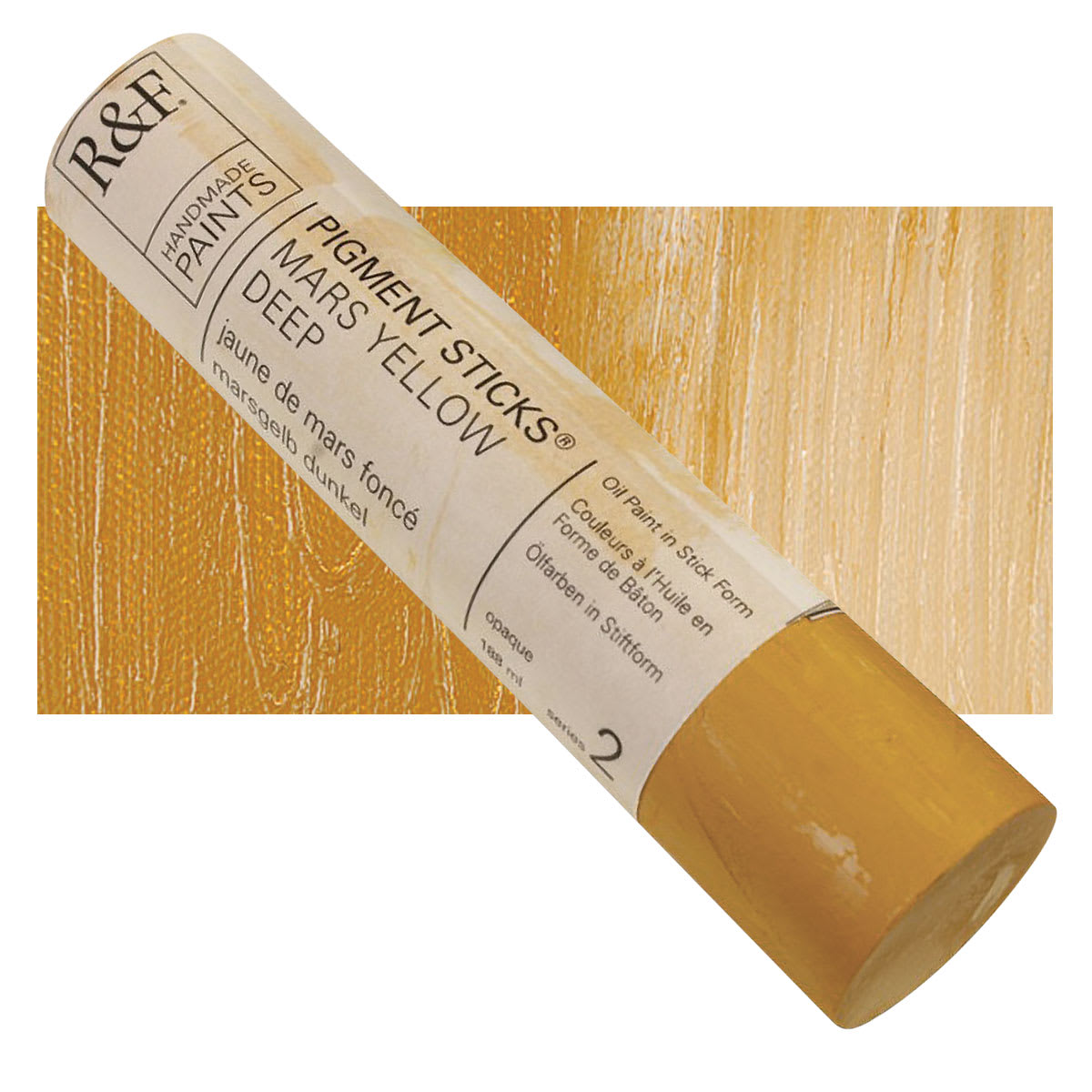 R&F Pigment Stick - Mars Yellow Deep, 188 ml stick and swatch