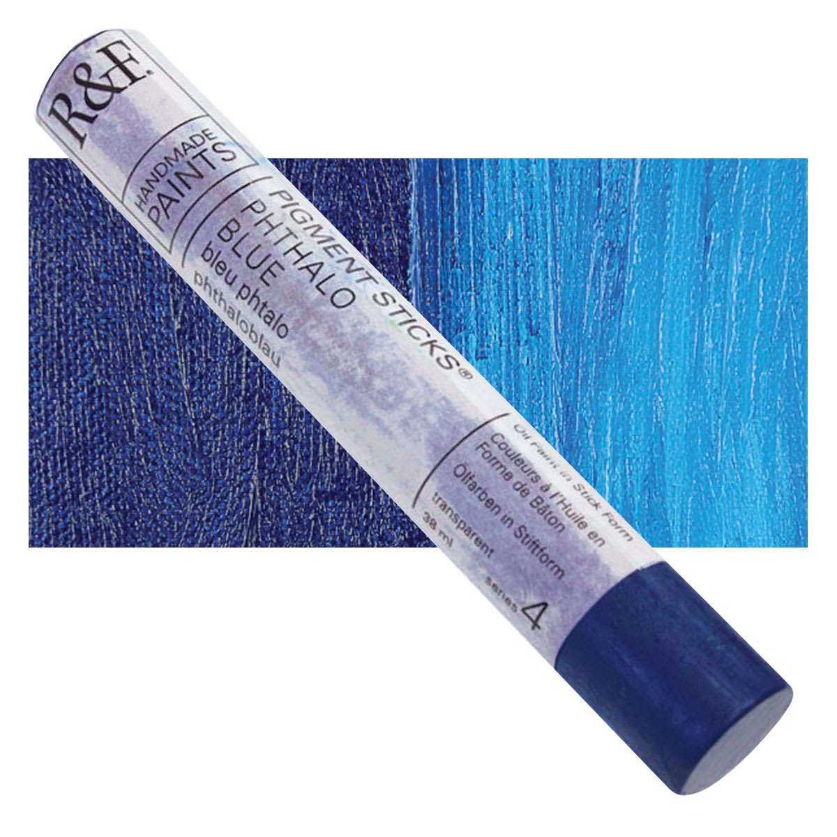 R&F Pigment Stick - Phthalo Blue, 38 ml stick and swatch