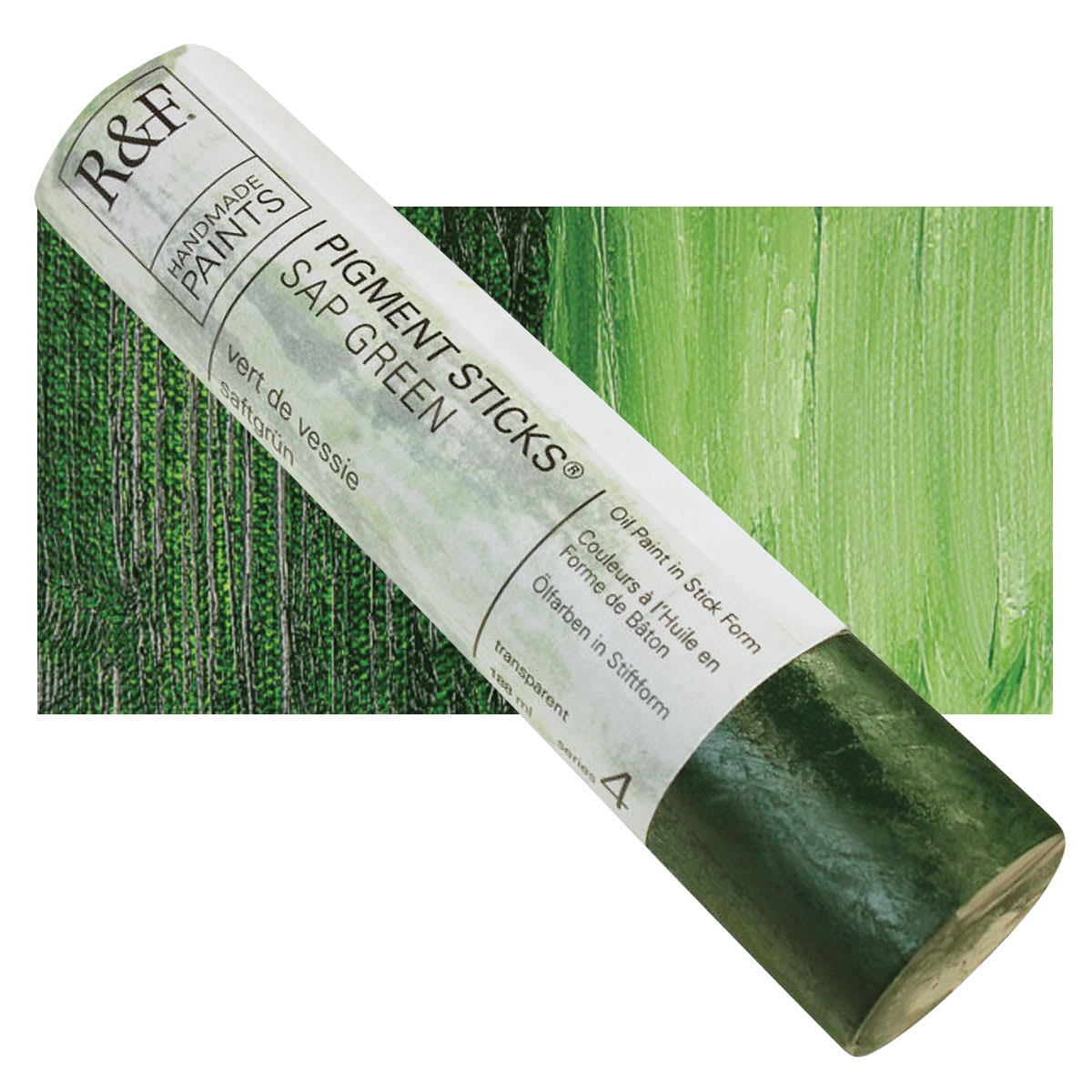 R&F Pigment Stick - Sap Green, 188 ml stick and swatch