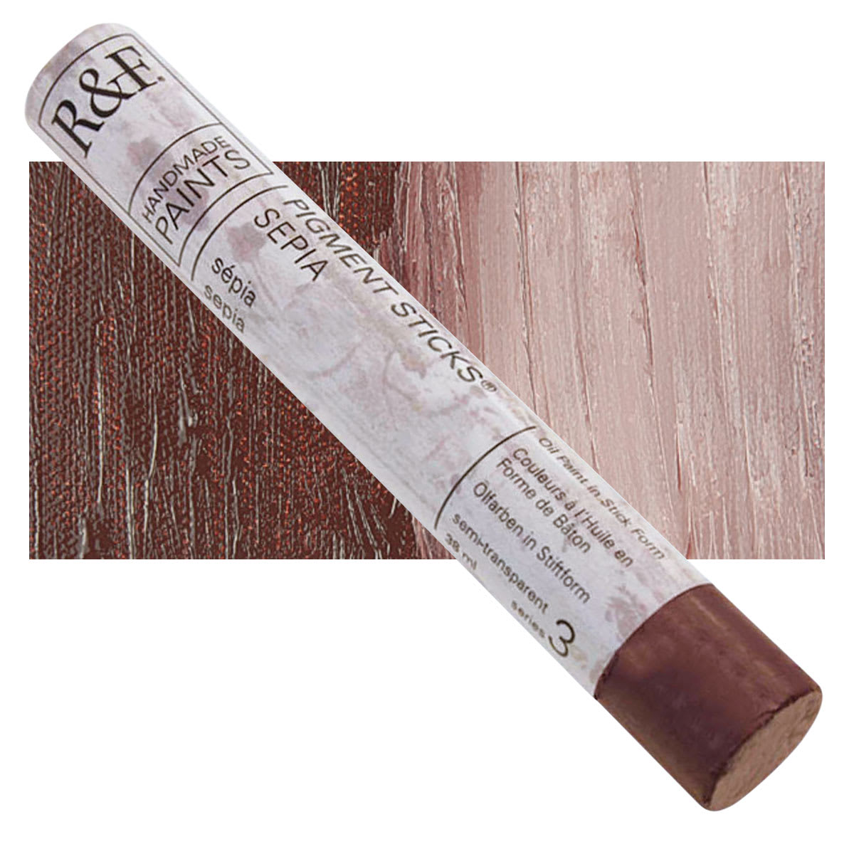 R&F Pigment Stick - Sepia, 38 ml stick and swatch