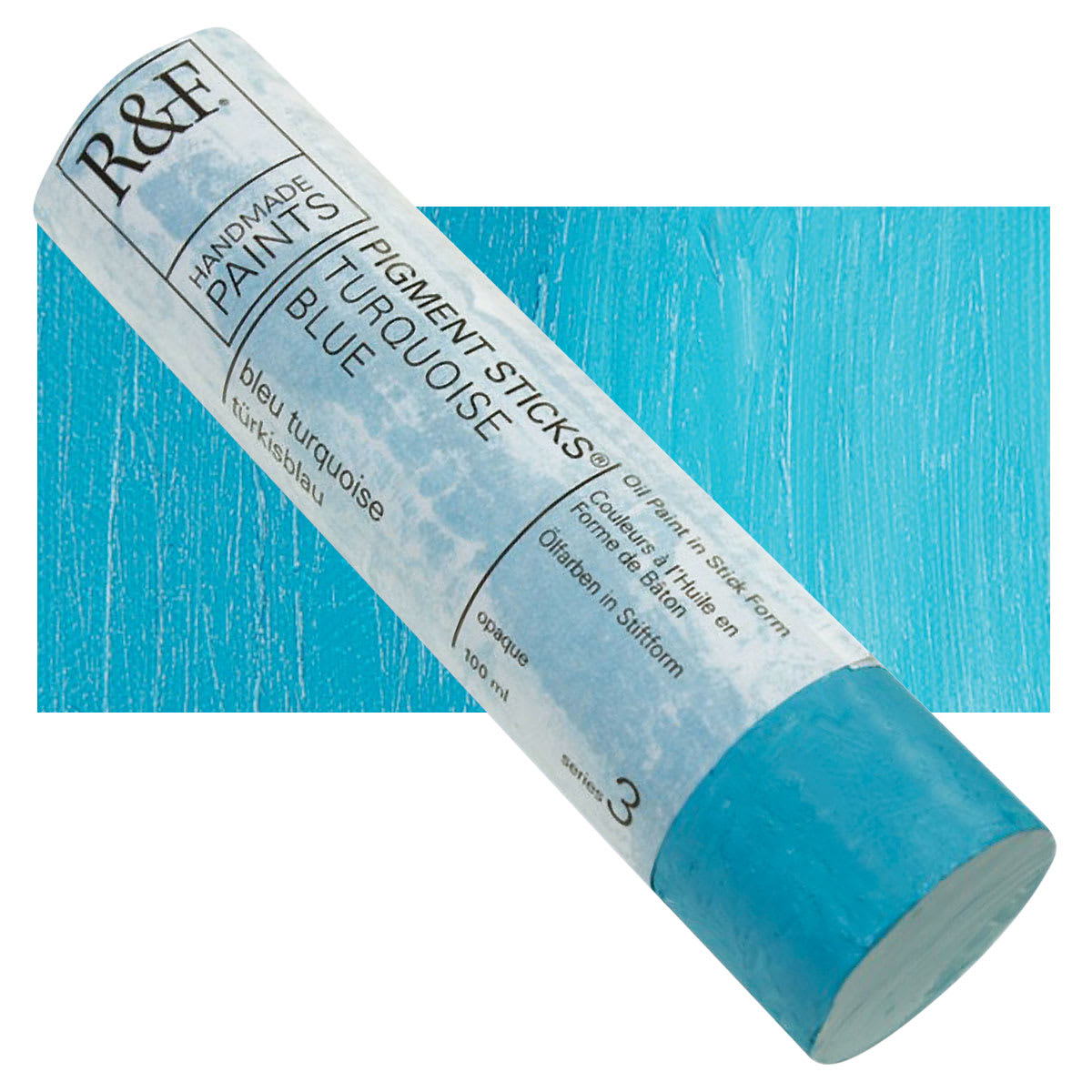 R&F Pigment Stick - Turquoise Blue, 100 ml stick and swatch