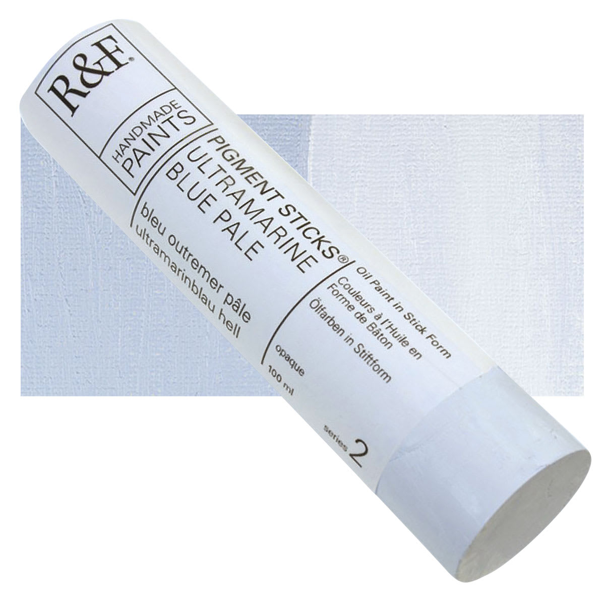 R&F Pigment Stick - Ultramarine Blue Pale, 100 ml stick and swatch