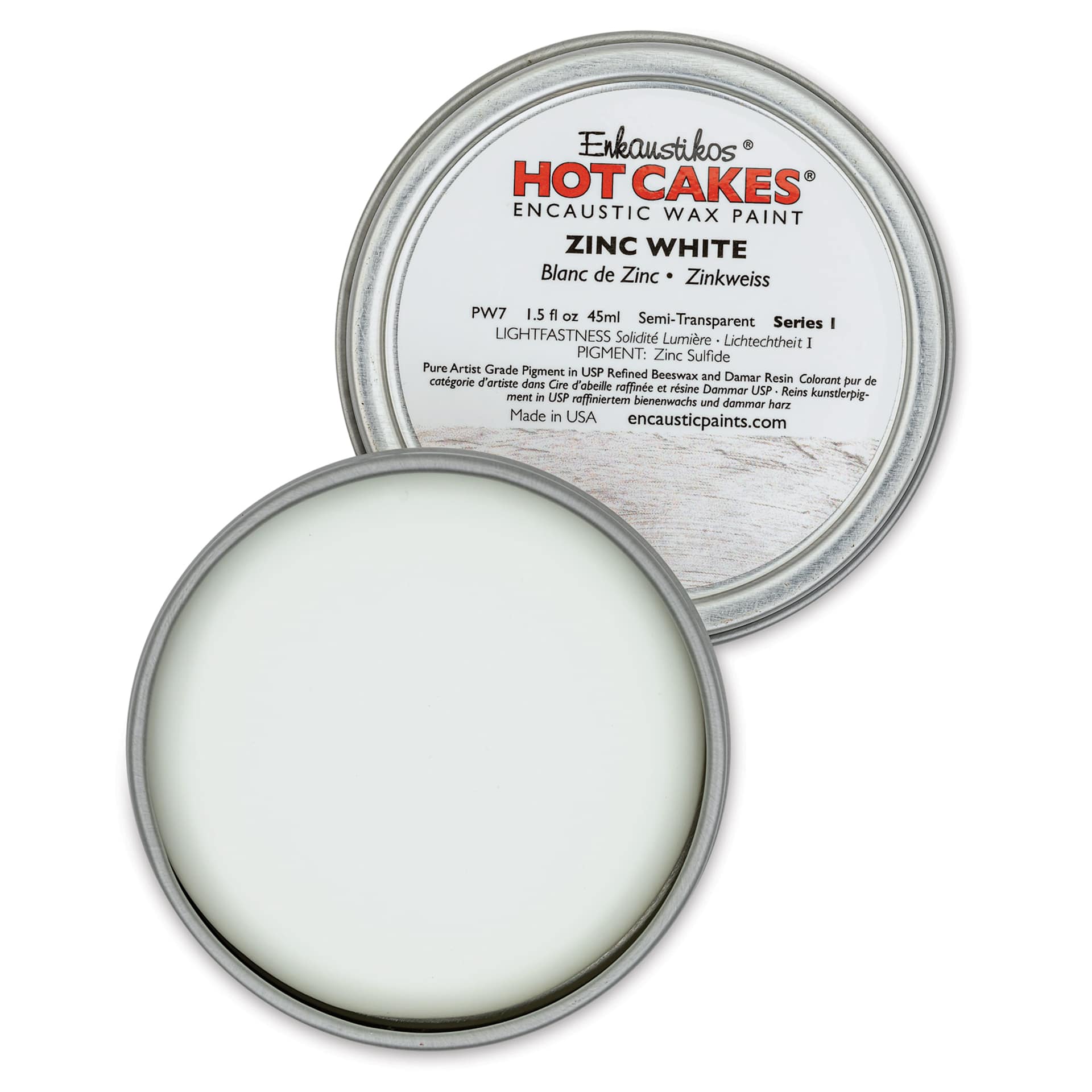 Enkaustikos Hot Cakes Encaustic Paint - Zinc White, 45 ml Tin