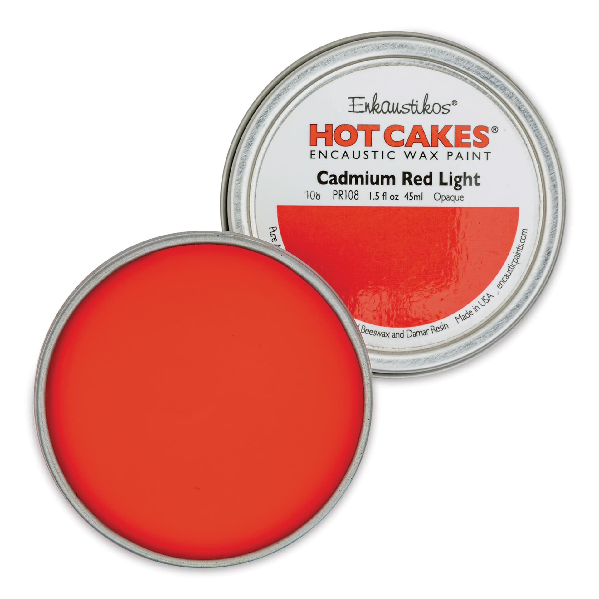 Enkaustikos Hot Cakes Encaustic Paint - Cadmium Red Light, 45 ml tin