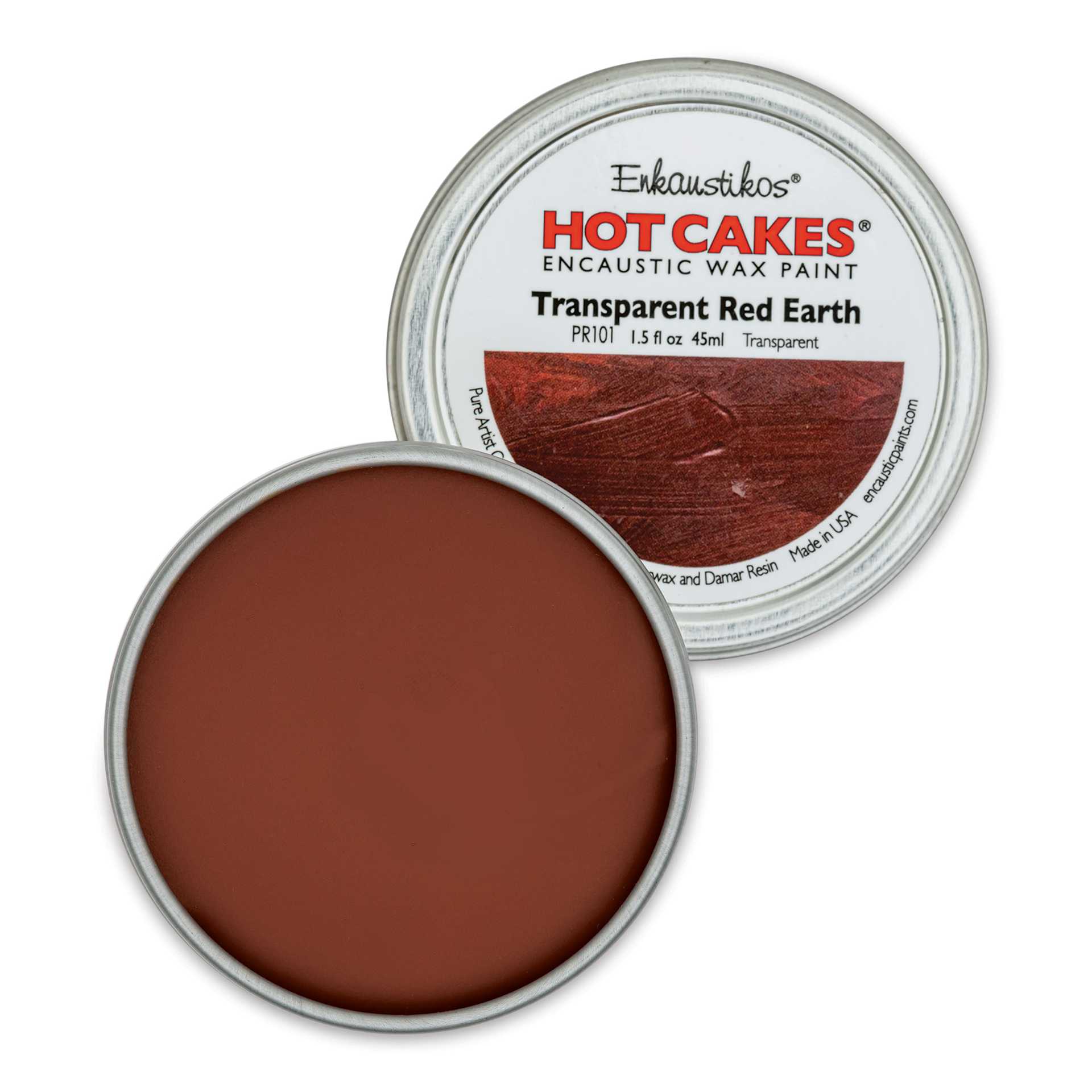 Enkaustikos Hot Cakes Encaustic Paint - Transparent Earth Red, 45 ml tin