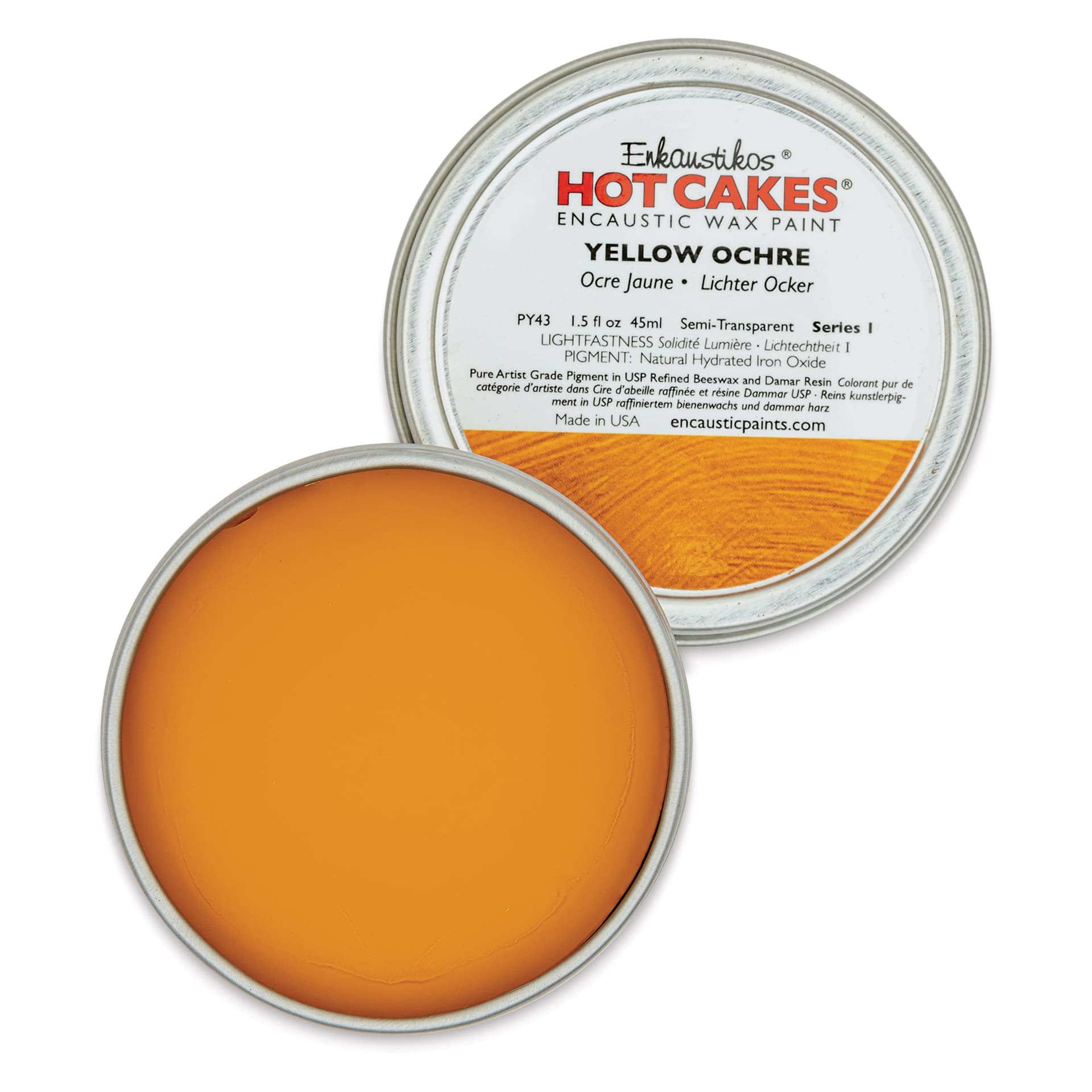 Enkaustikos Hot Cakes Encaustic Paint - Yellow Ochre, 45 ml tin