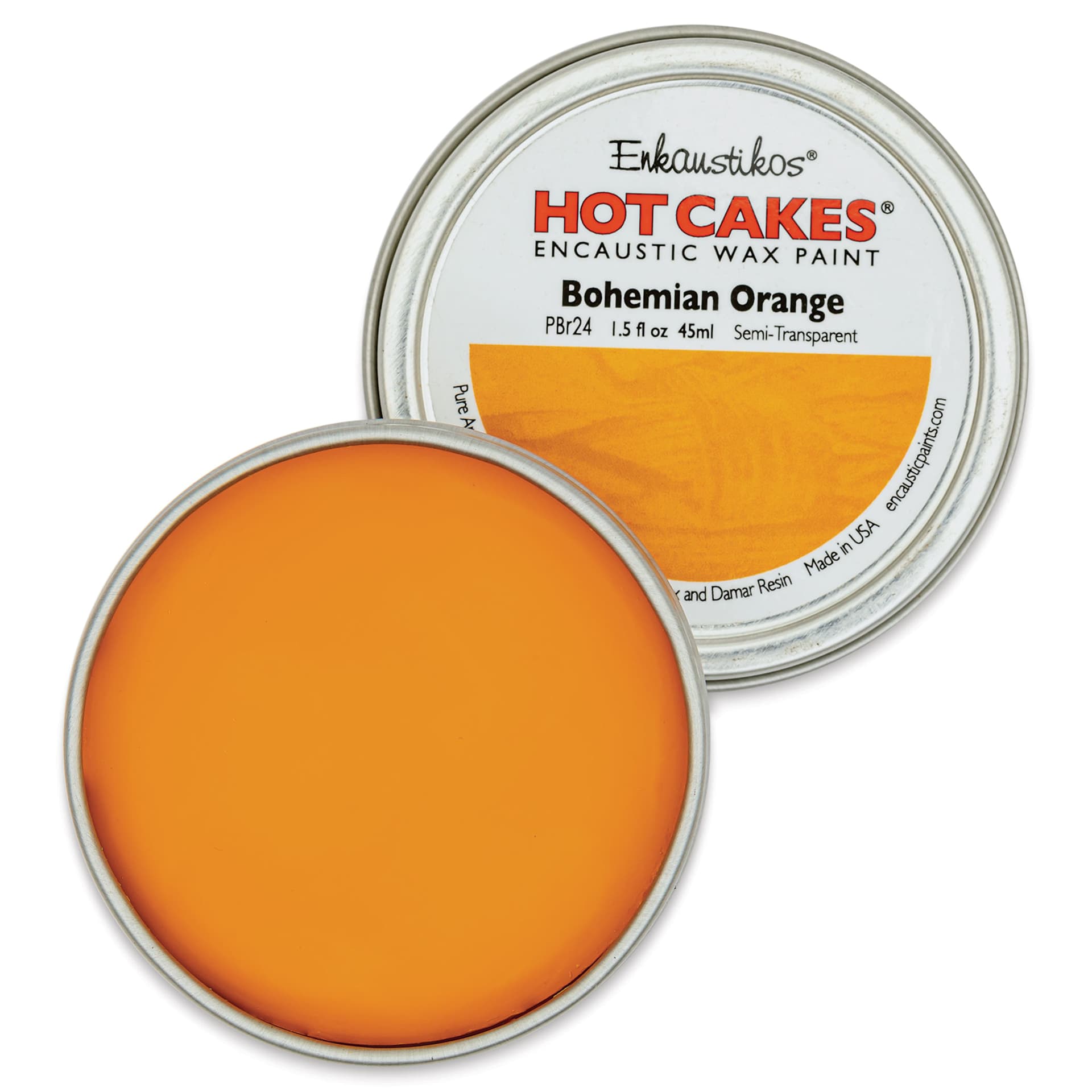 Enkaustikos Hot Cakes Encaustic Paint - Bohemian Orange, 45 ml tin