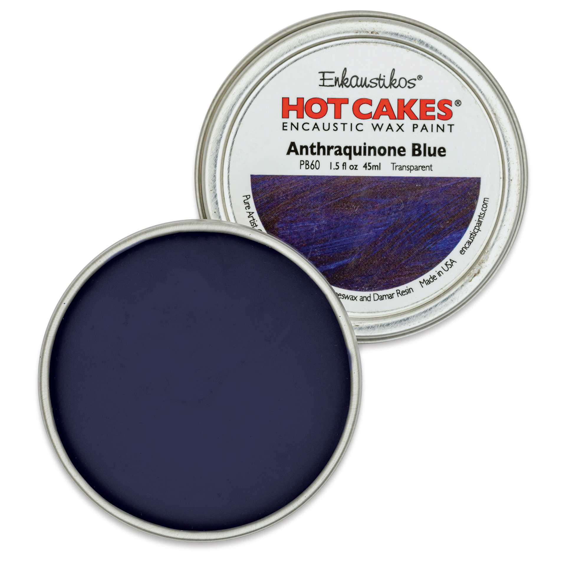 Enkaustikos Hot Cakes Encaustic Paint - Anthraquinone Blue, 45 ml tin