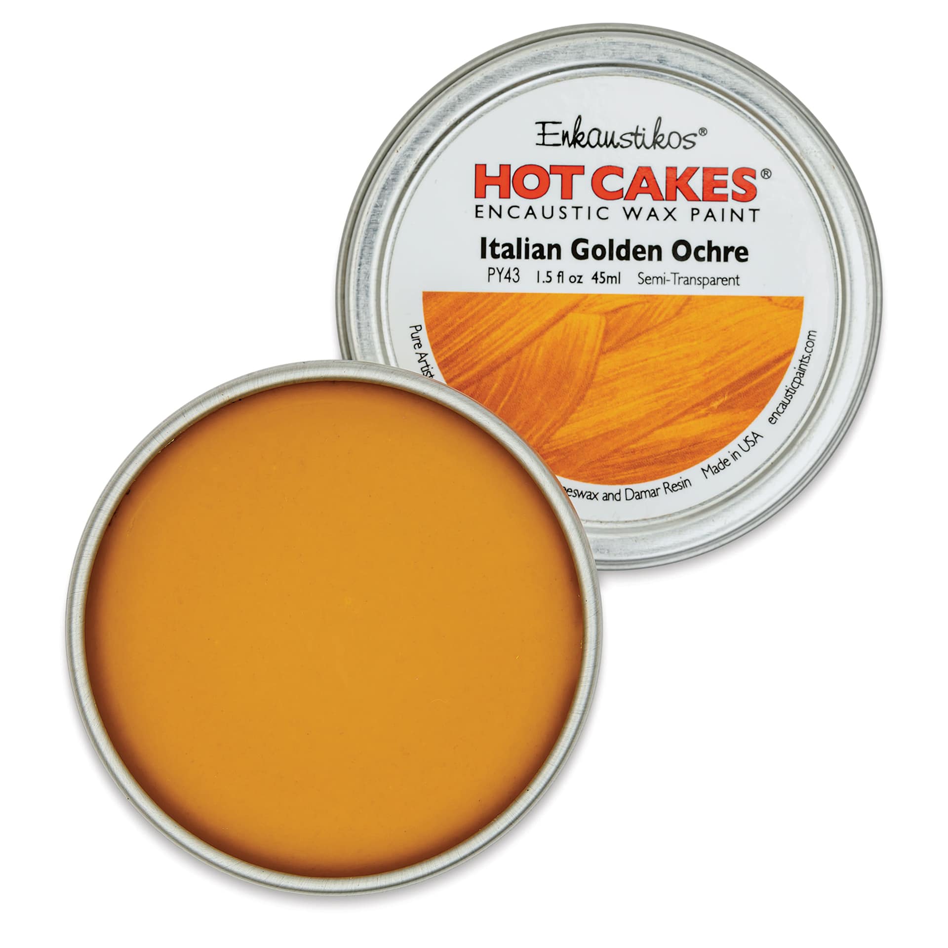 Enkaustikos Hot Cakes Encaustic Paint - Italian Golden Ochre, 45 ml tin