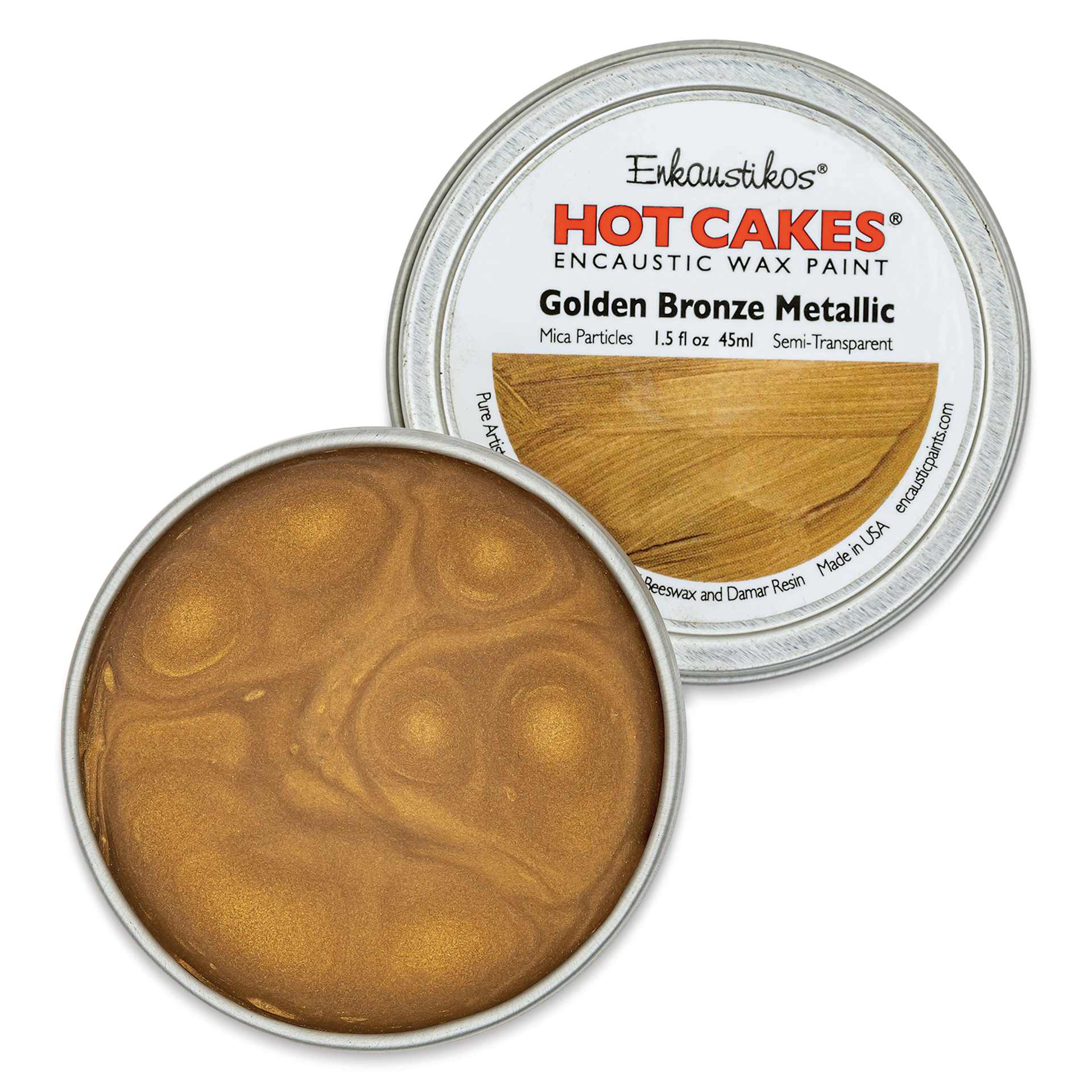 Enkaustikos Hot Cakes Encaustic Paint - Golden Bronze Metallic, 45 ml tin