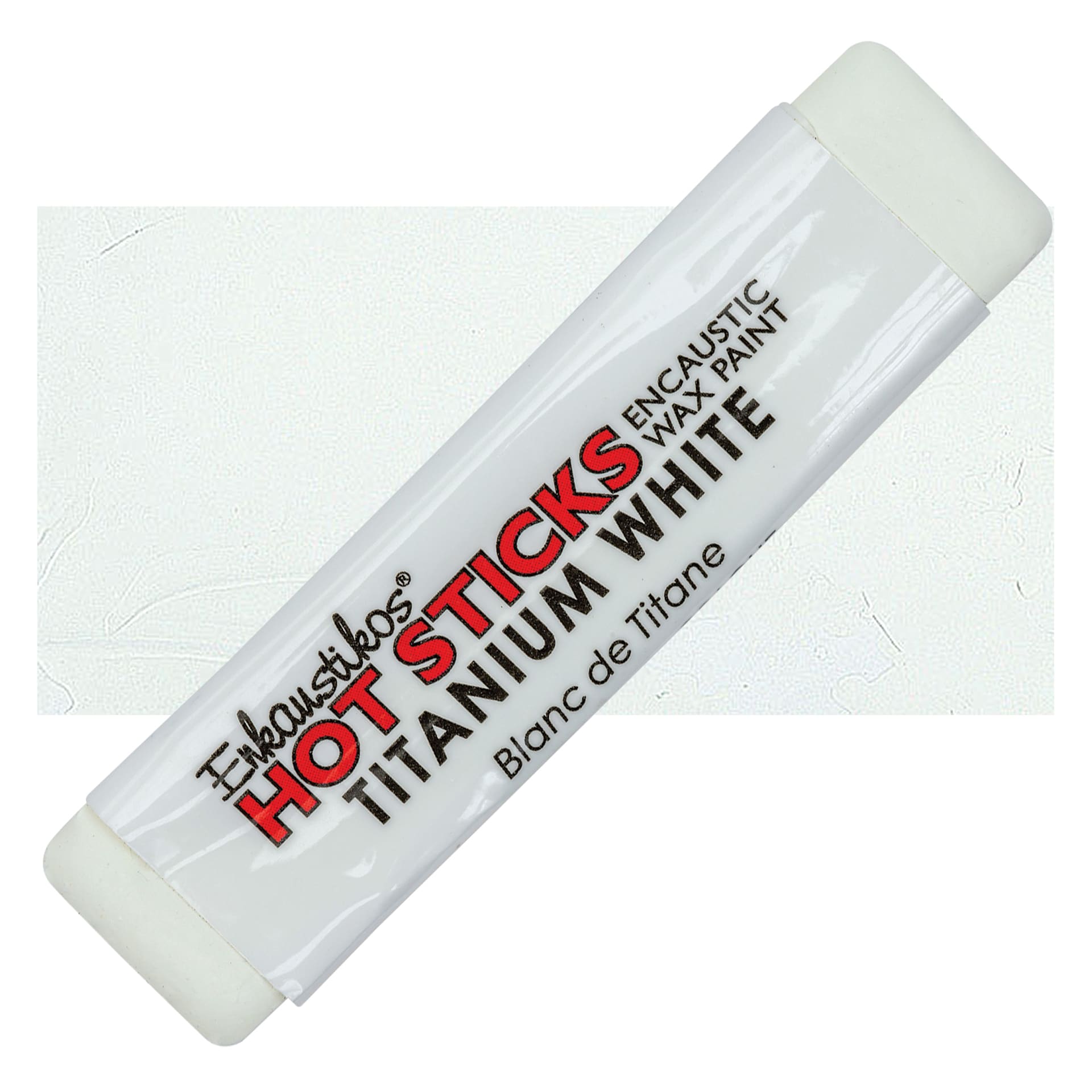 Enkaustikos Hot Sticks Encaustic Wax Paint - Titanium White, 13 ml stick and swatch