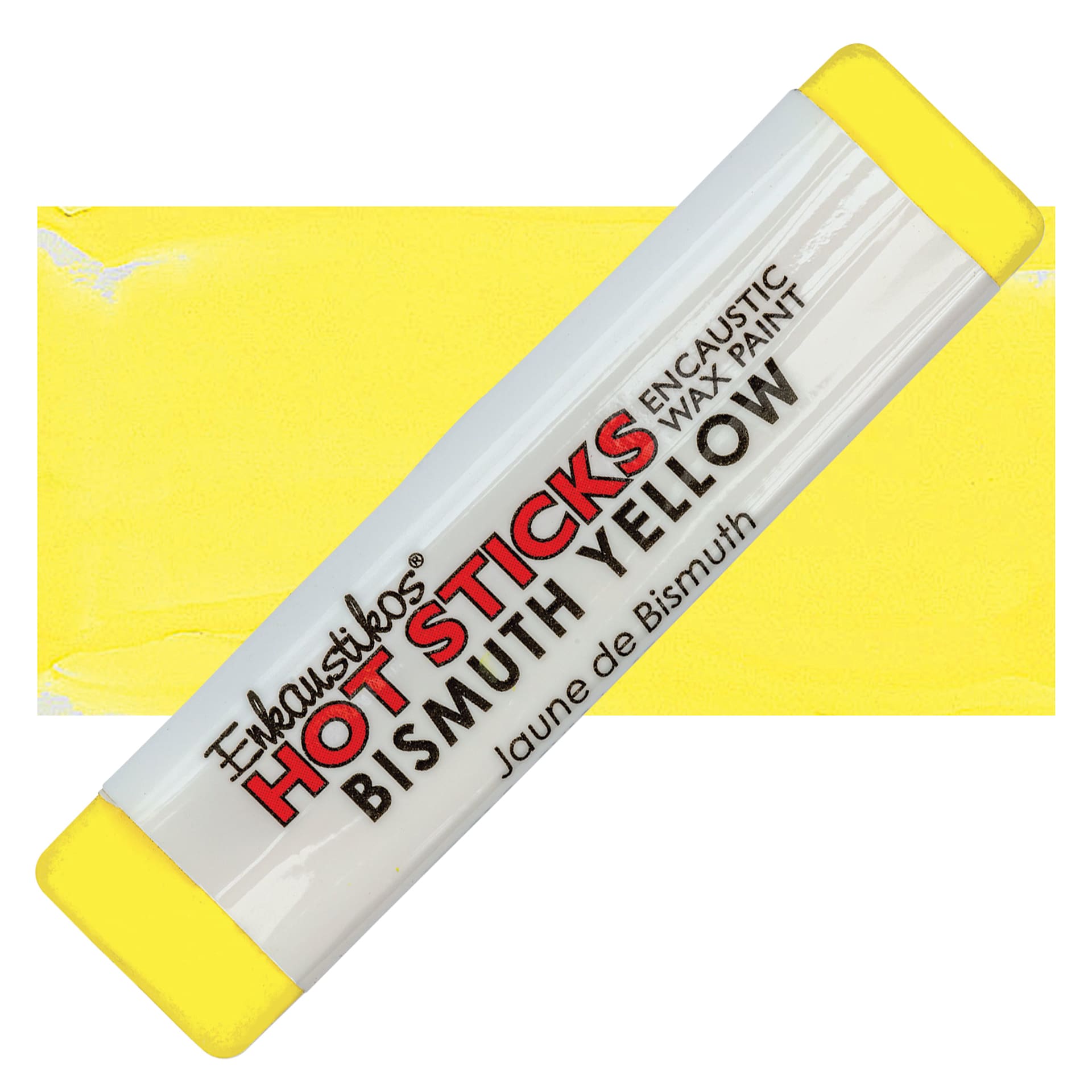 Enkaustikos Hot Sticks Encaustic Wax Paint - Bismuth Yellow, 13 ml stick and swatch