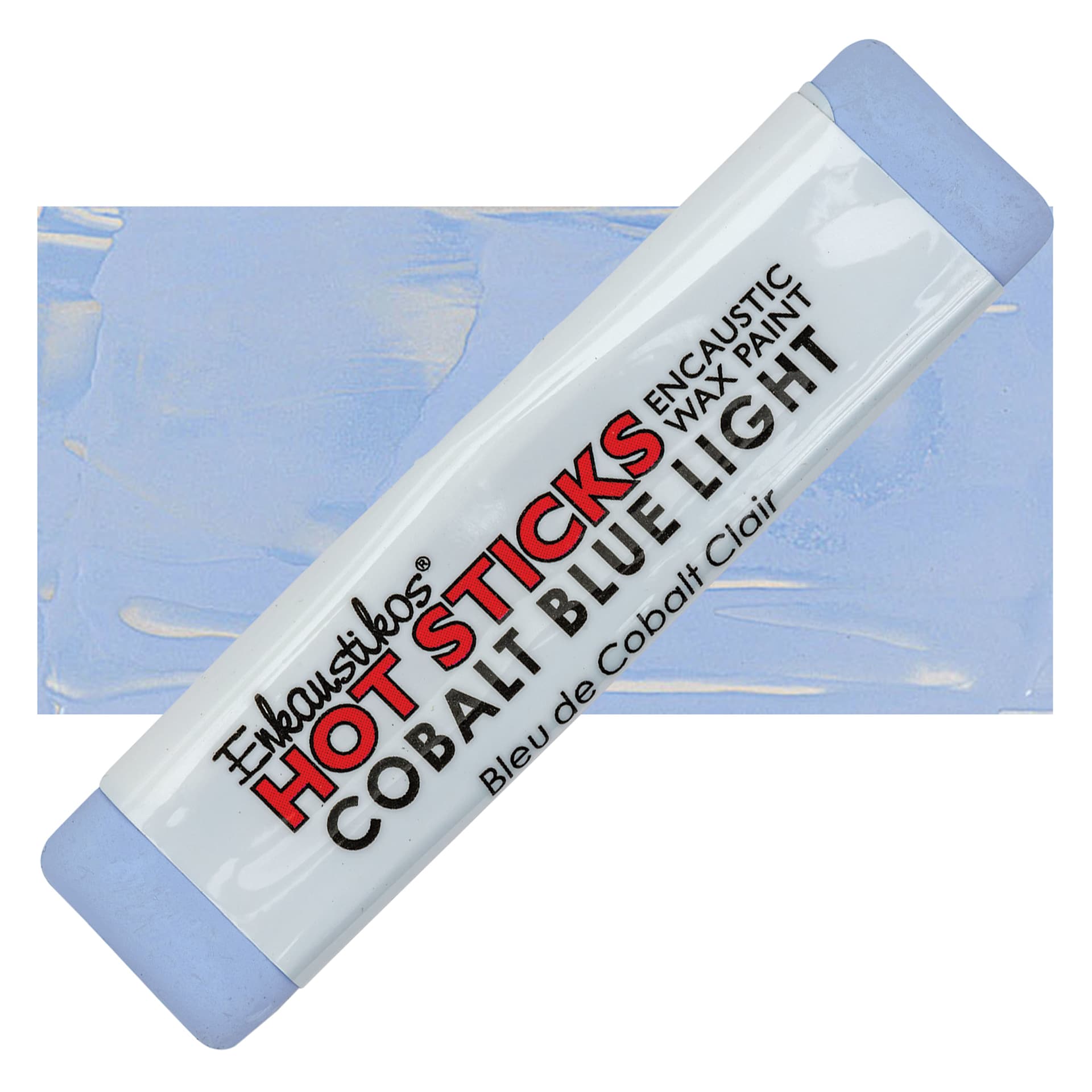 Enkaustikos Hot Sticks Encaustic Wax Paint - Cobalt Blue Light, 13 ml stick and swatch