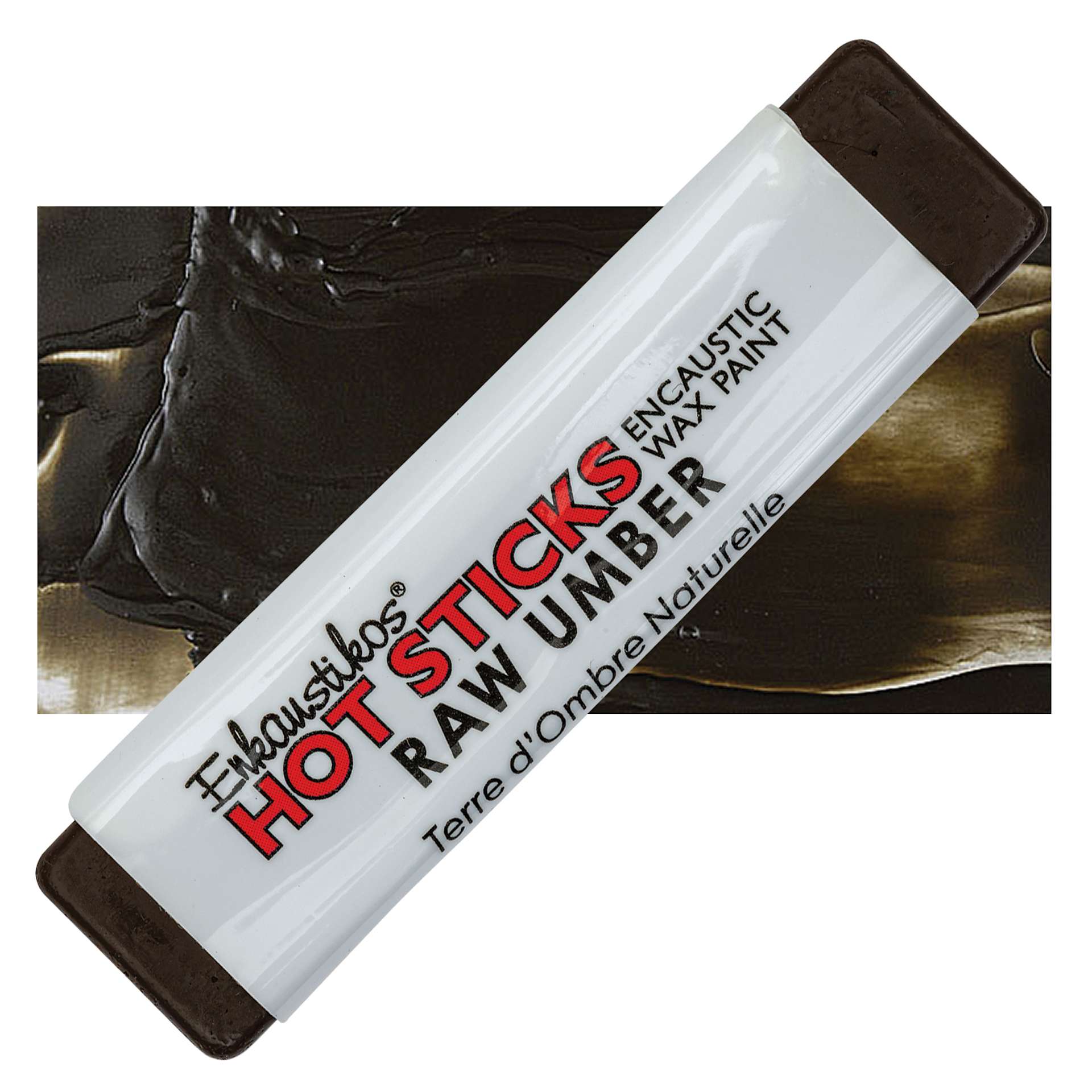 Enkaustikos Hot sticks Encaustic Wax Paint - Raw Umber, 13 ml stick and swatch