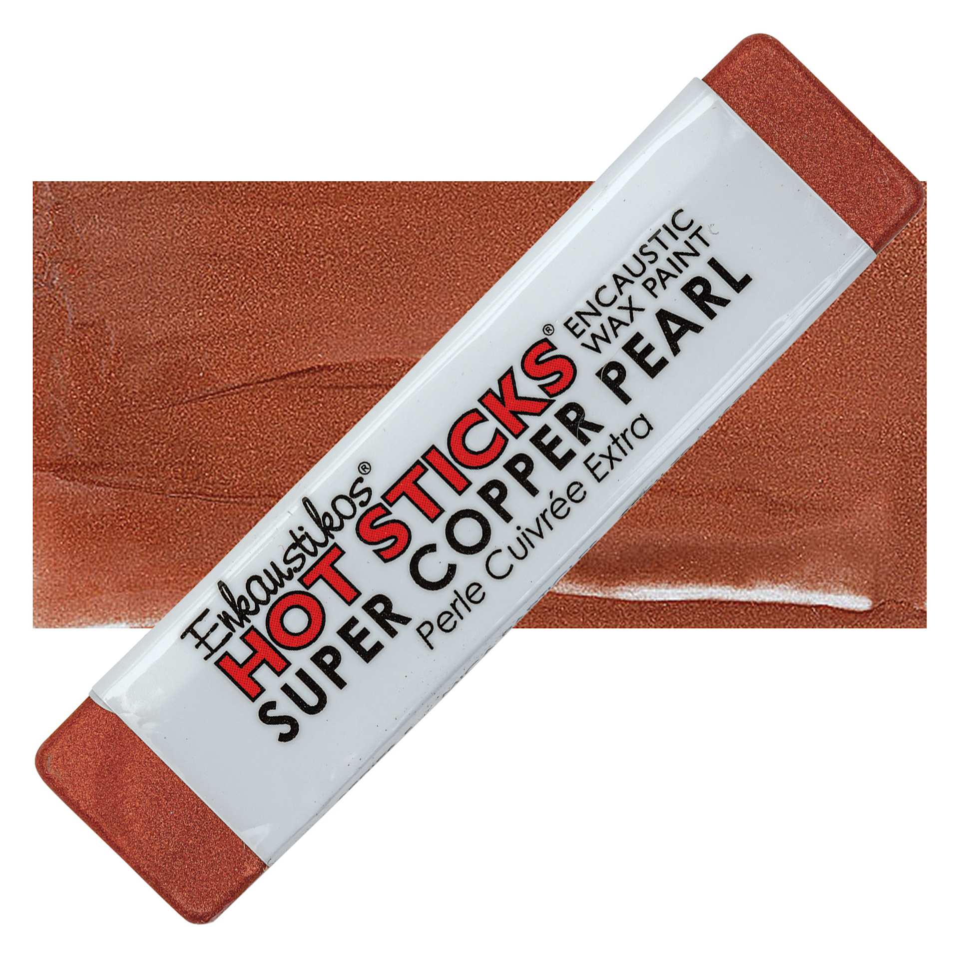 Enkaustikos Hot sticks Encaustic Wax Paint - Super Copper Pearl, 13 ml stick and swatch