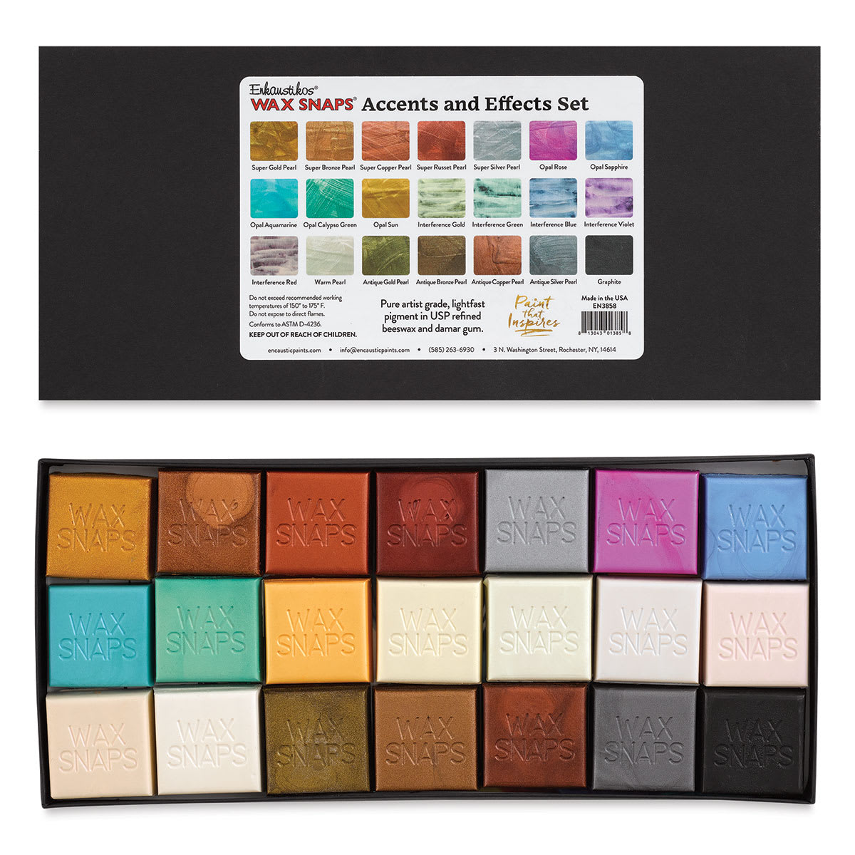 Enkaustikos Wax Snaps Encaustic Paints - Set of 21 Accents and Effects snaps in packaging with Lid Enkaustikos Wax Snaps Encaustic Paints - Set of 21 Accents and Effects snaps in packaging with Lid