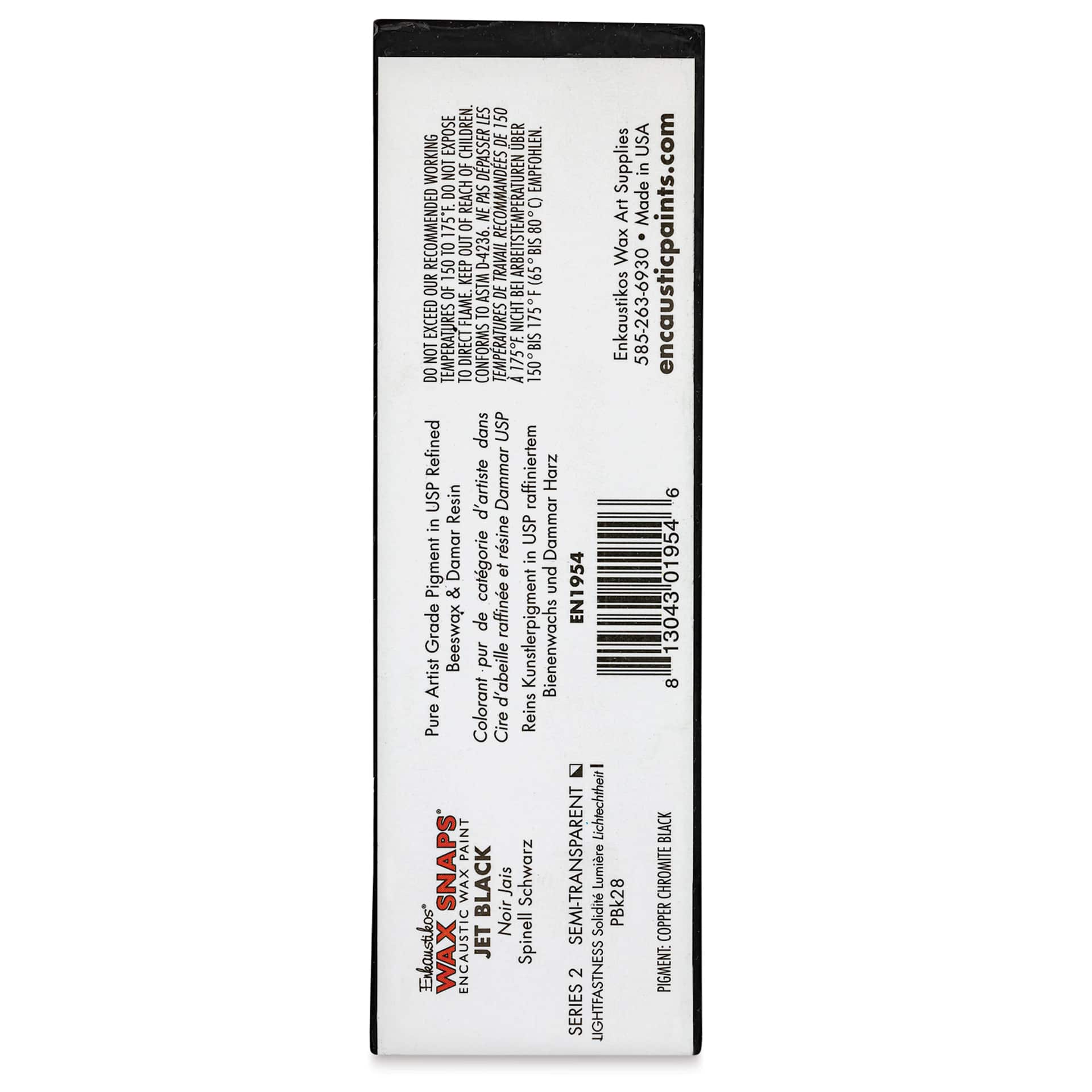 Enkaustikos Wax Snaps Encaustic Paints - Jet Black, 40 ml cake back of package