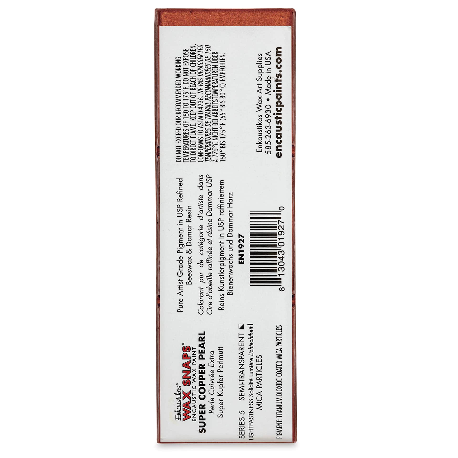 Enkaustikos Wax Snaps Encaustic Paints - Super Copper Pearl, 40 ml cake back of package