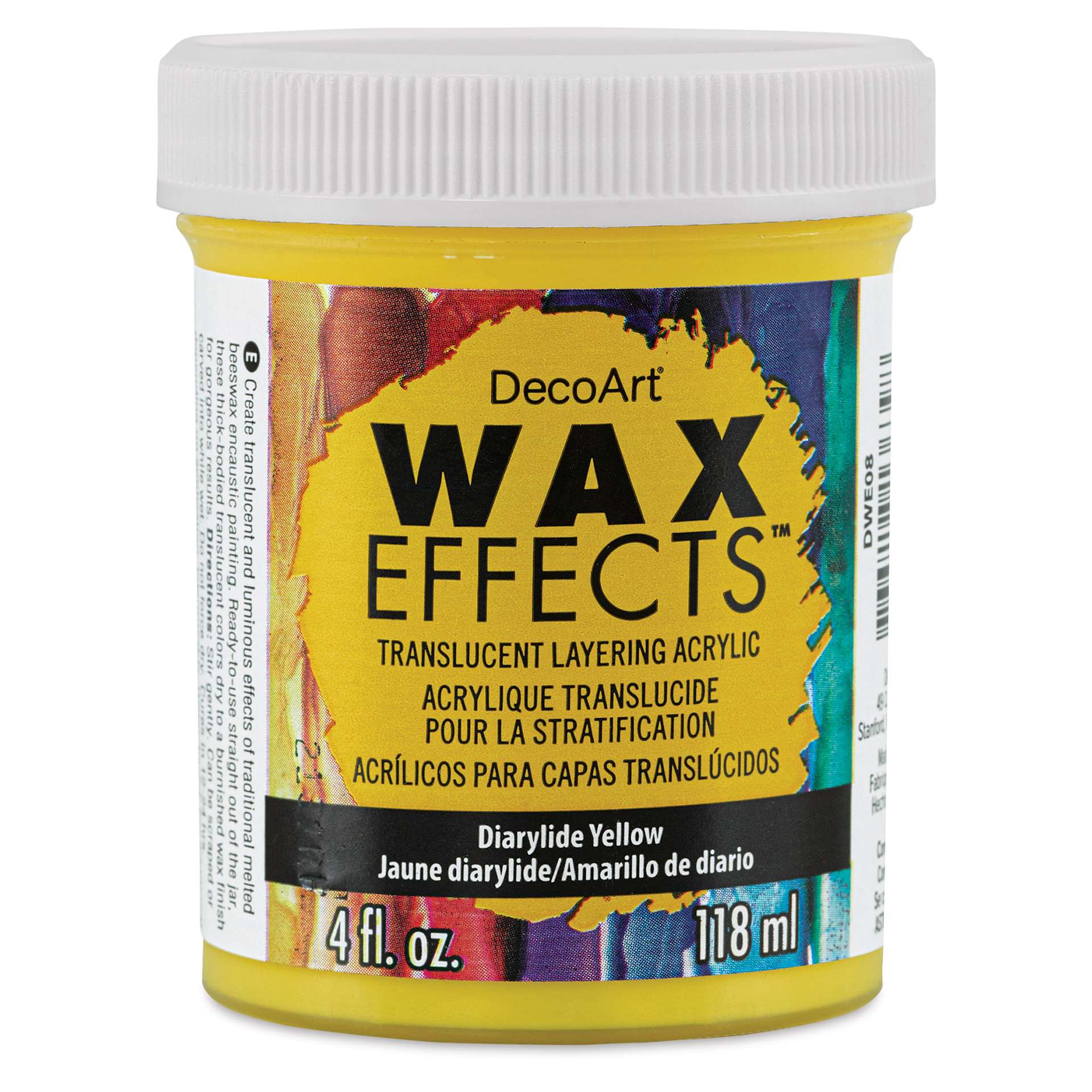 DecoArt Wax Effects Acrylic Paint - Diarylide Yellow, 4 oz Jar (Front)