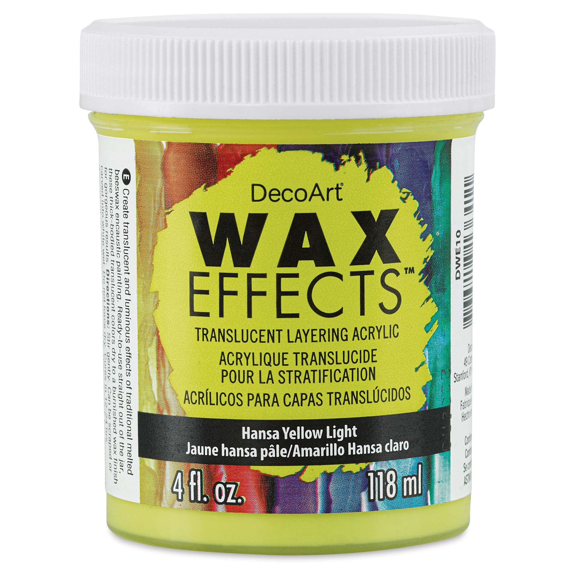 DecoArt Wax Effects Acrylic Paint - Hansa Yellow Light, 4 oz Jar (Front)