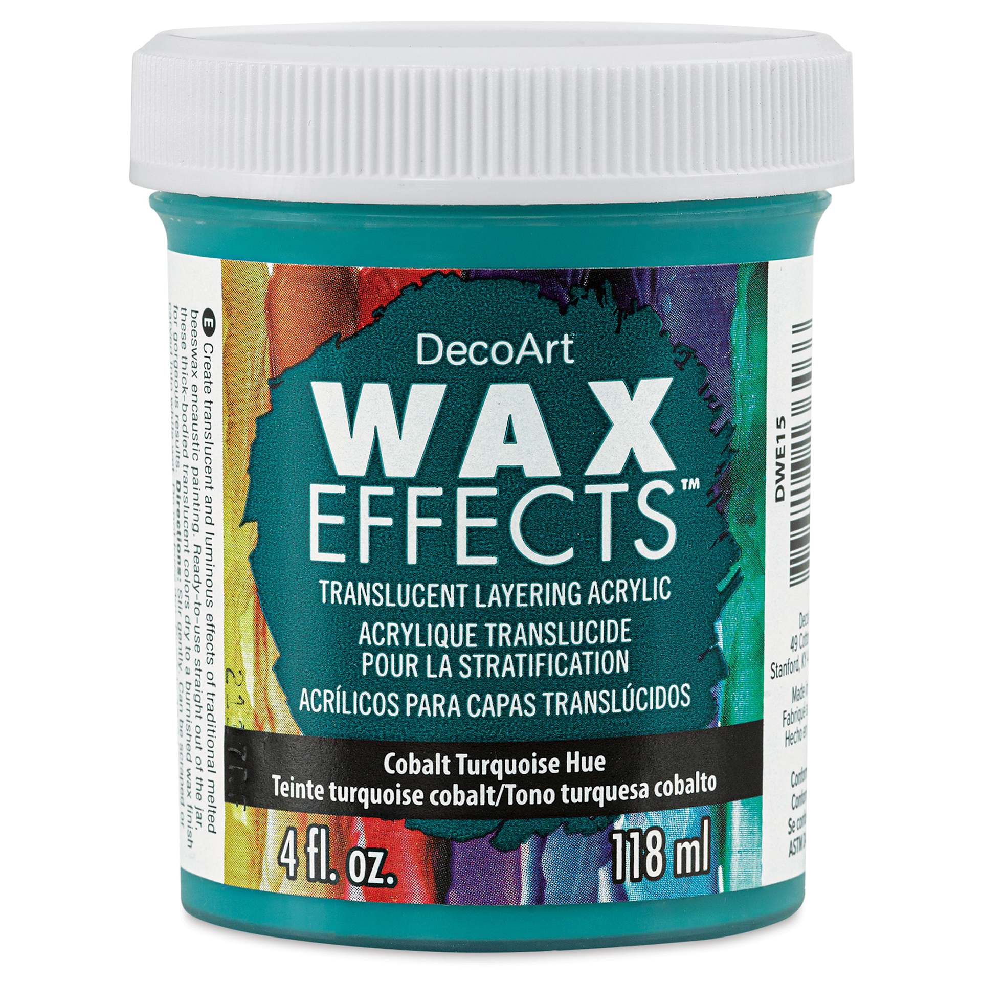DecoArt Wax Effects Acrylic Paint - Cobalt Turquoise, 4 oz Jar (Front)
