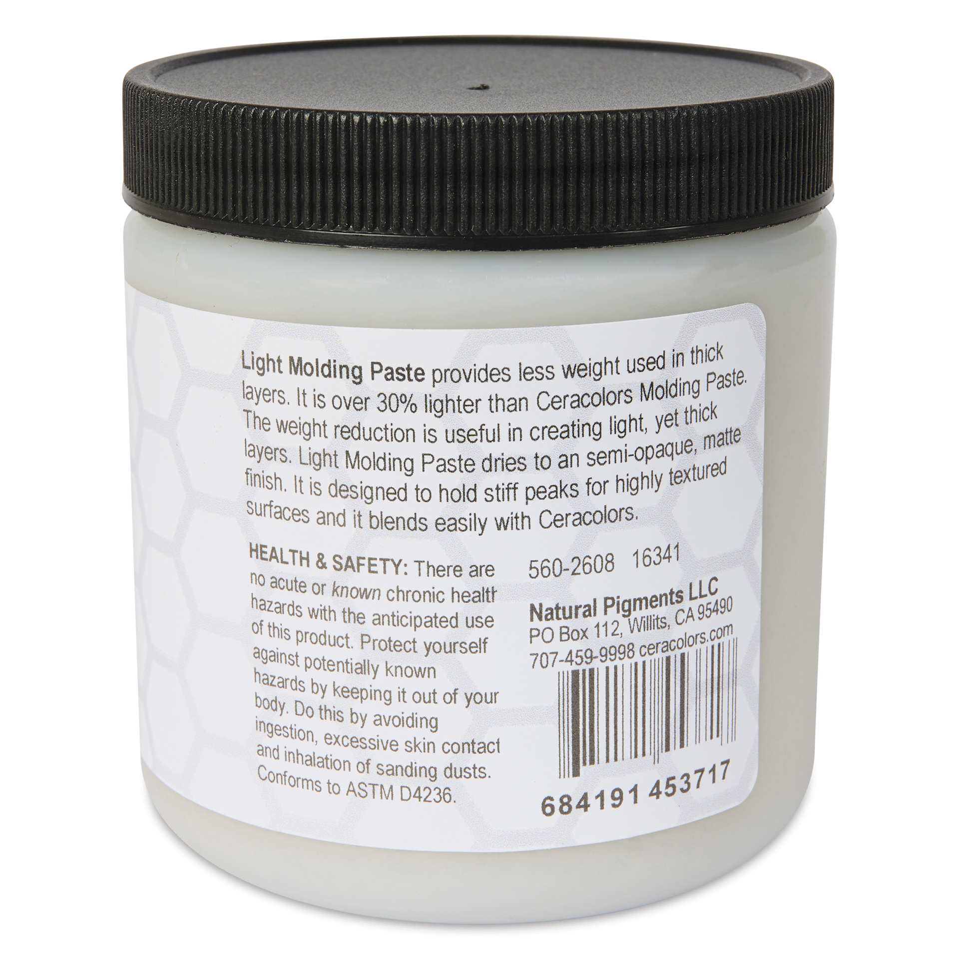 Ceracolors Waterborne Wax Paint Light Molding Paste, 236 ml Jar - back
