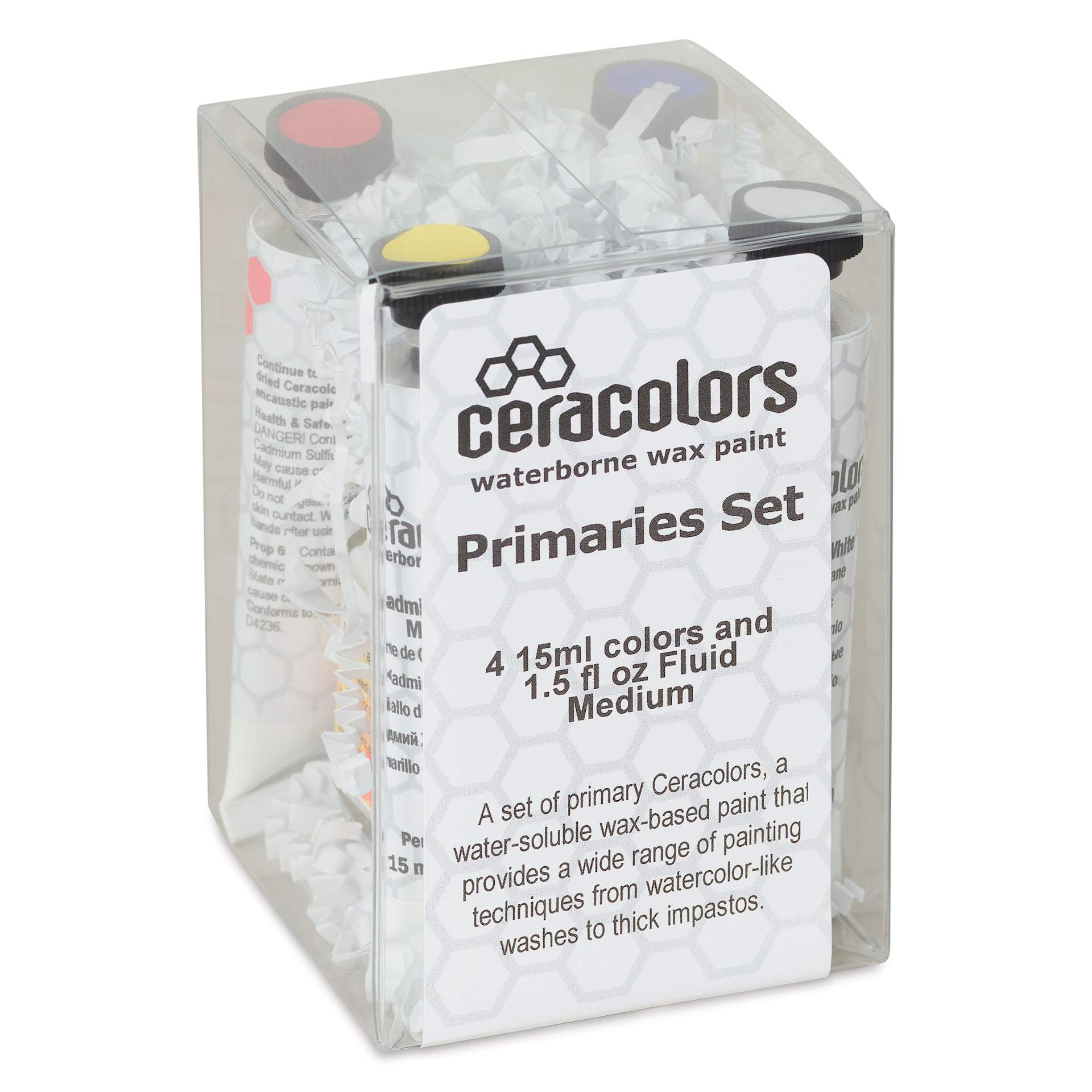Ceracolors Water-Soluble Encaustic Paints - Primary Colors, Set of 5 - front of packaging