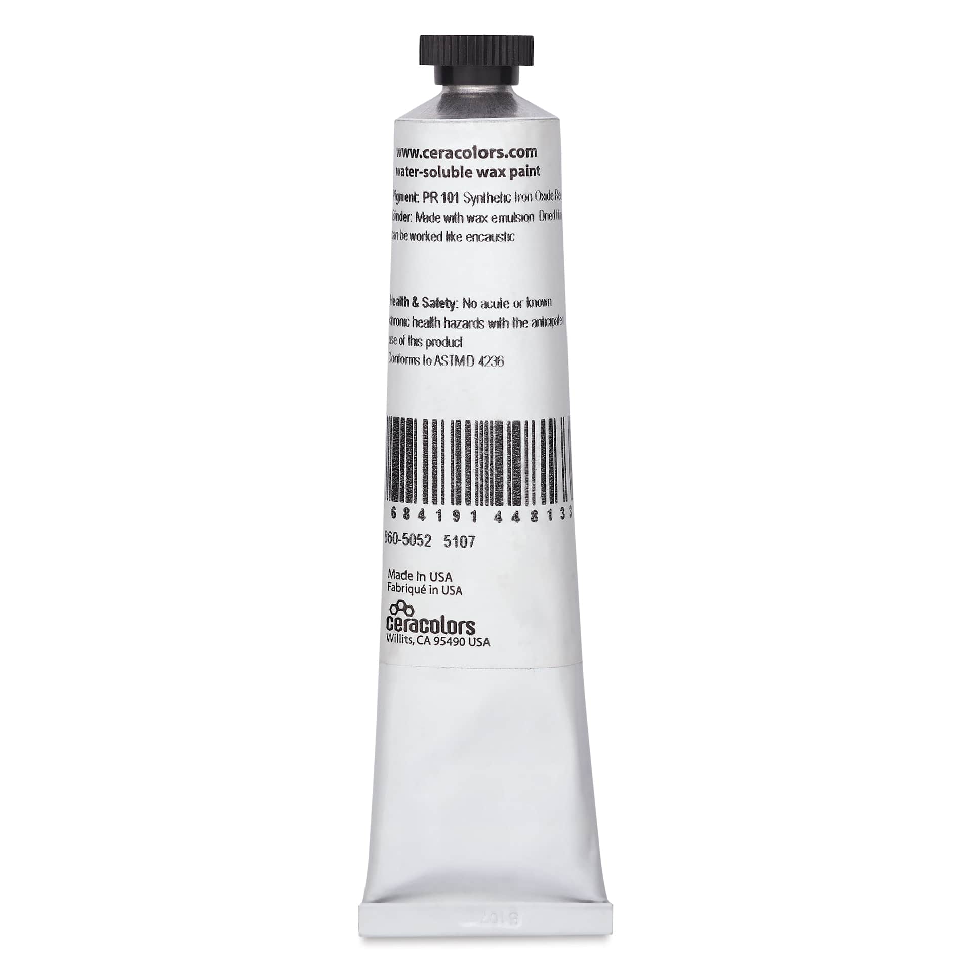 Ceracolors Waterborne Wax Paint - Mars Red (Yellow Shade), 50 ml - back