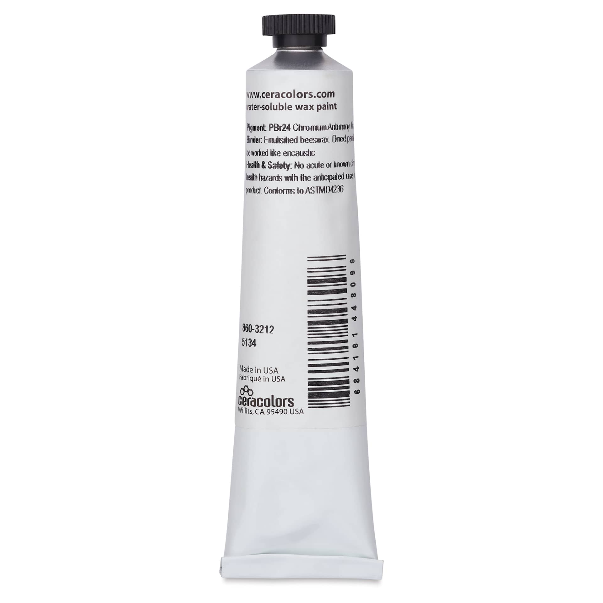 Ceracolors Waterborne Wax Paint - Chromium Rutile Yellow, 50 ml - back