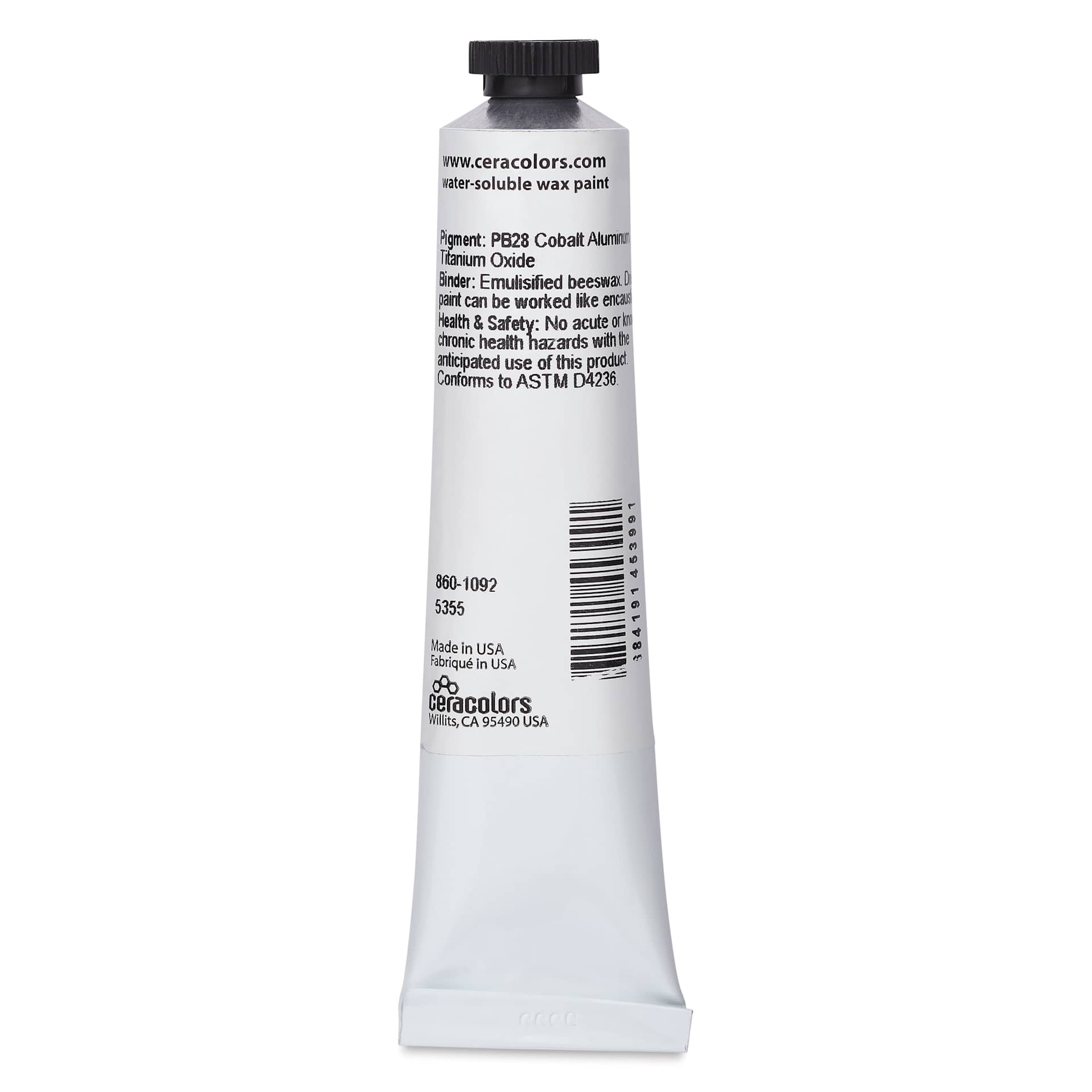 Ceracolors Waterborne Wax Paint - Cobalt Turquoise, 50 ml - back