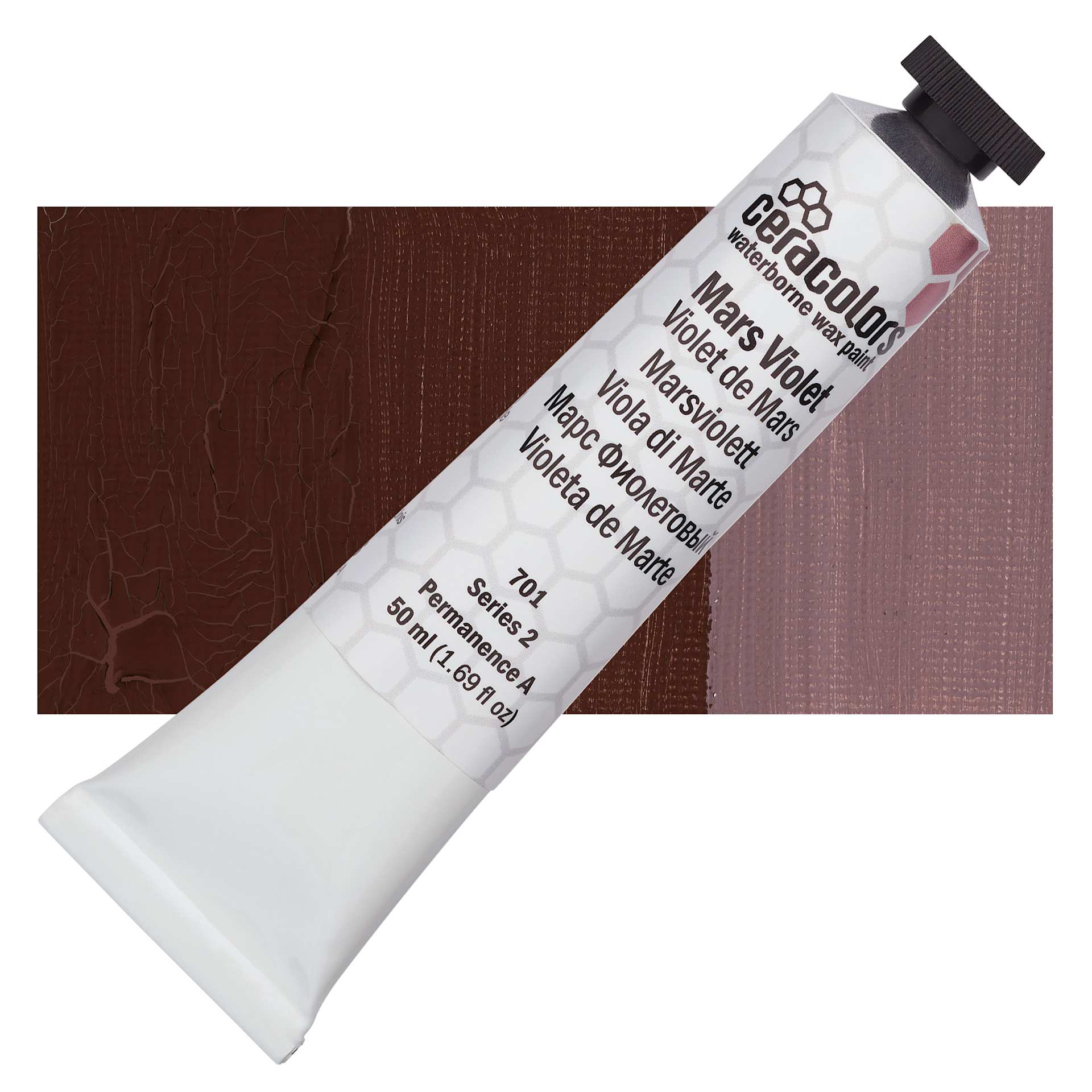 Ceracolors Waterborne Wax Paint - Mars Violet - Tube and Swatch
