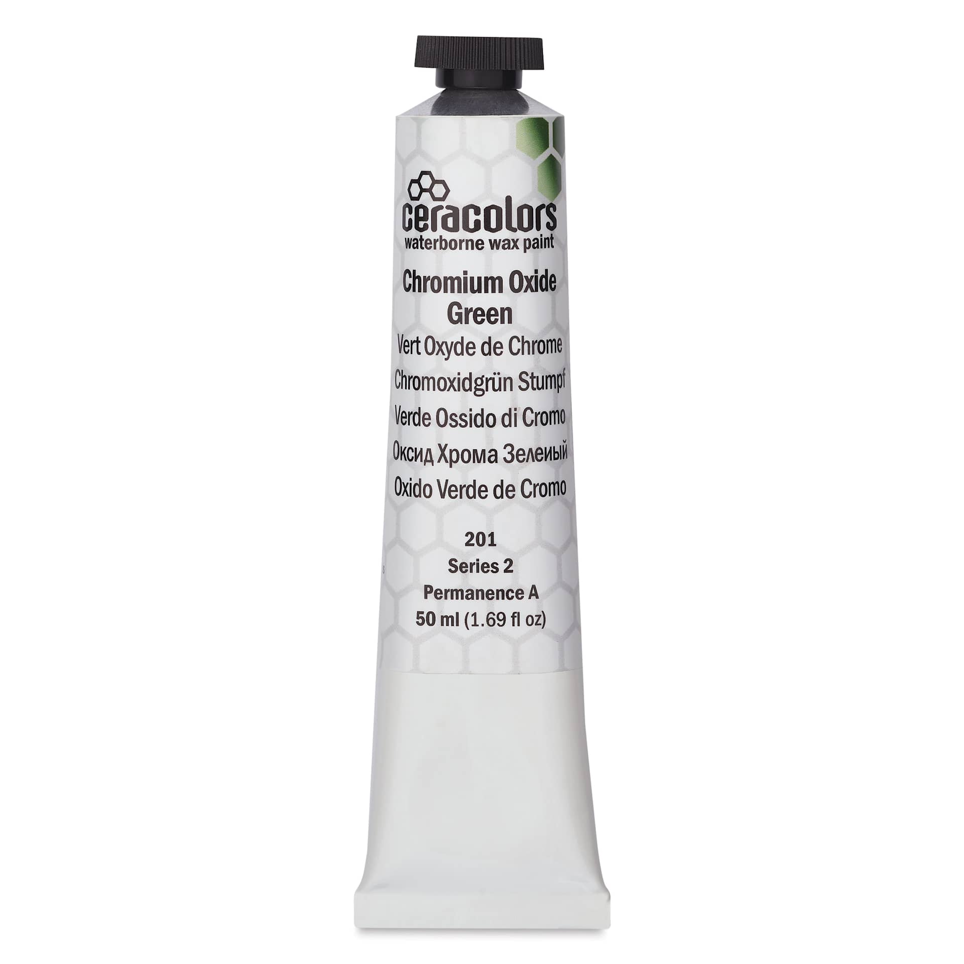 Ceracolors Waterborne Wax Paint - Chromium Green Oxide, 50 ml - front