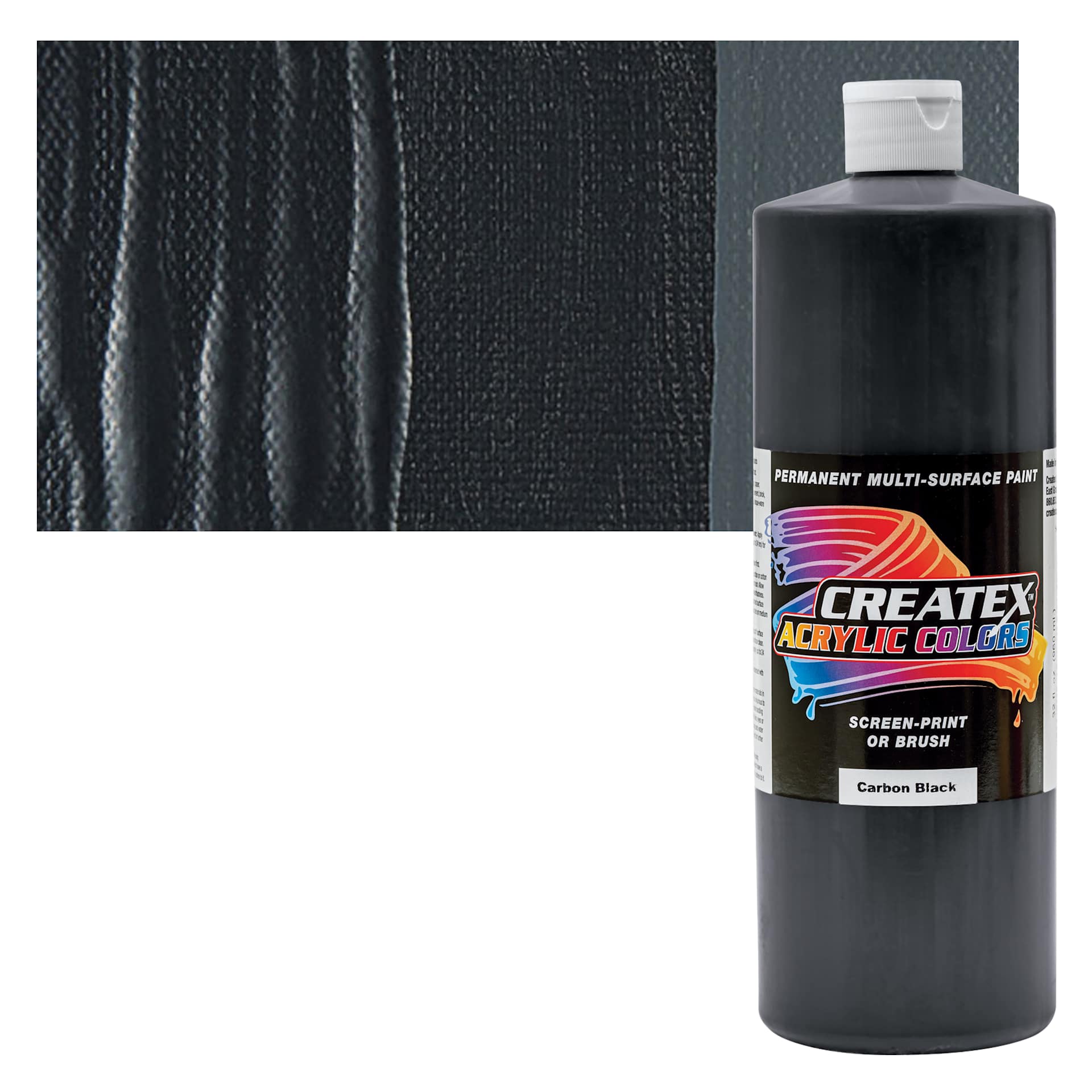 Createx Acrylic - Carbon Black, Quart and swatch