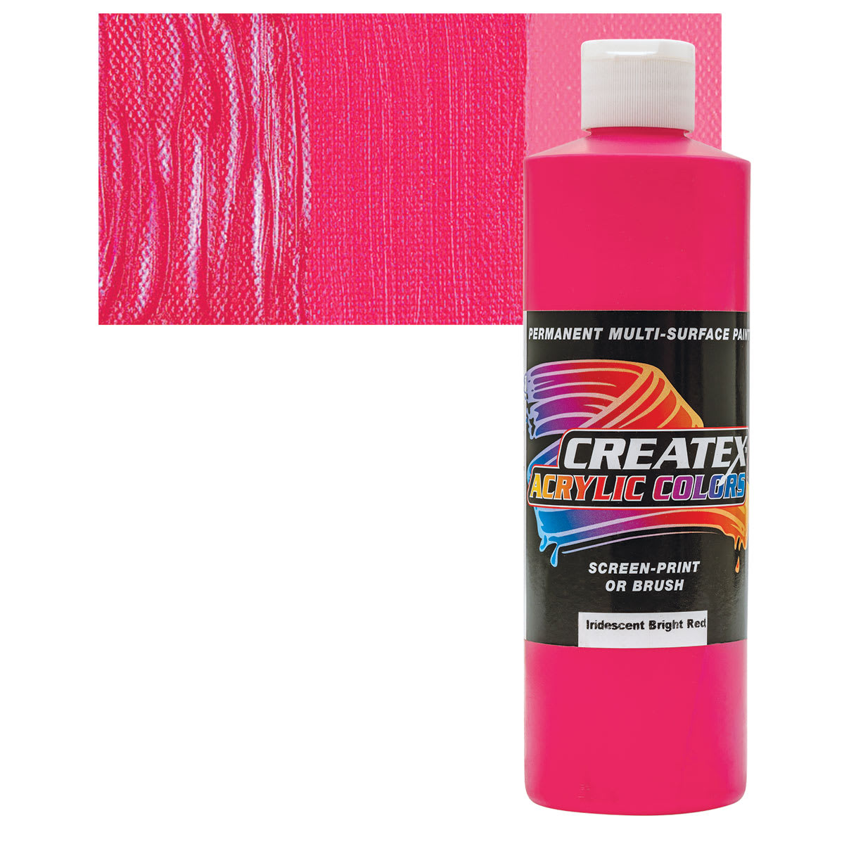 Createx Acrylic - Iridescent Bright Red, Pint and swatch