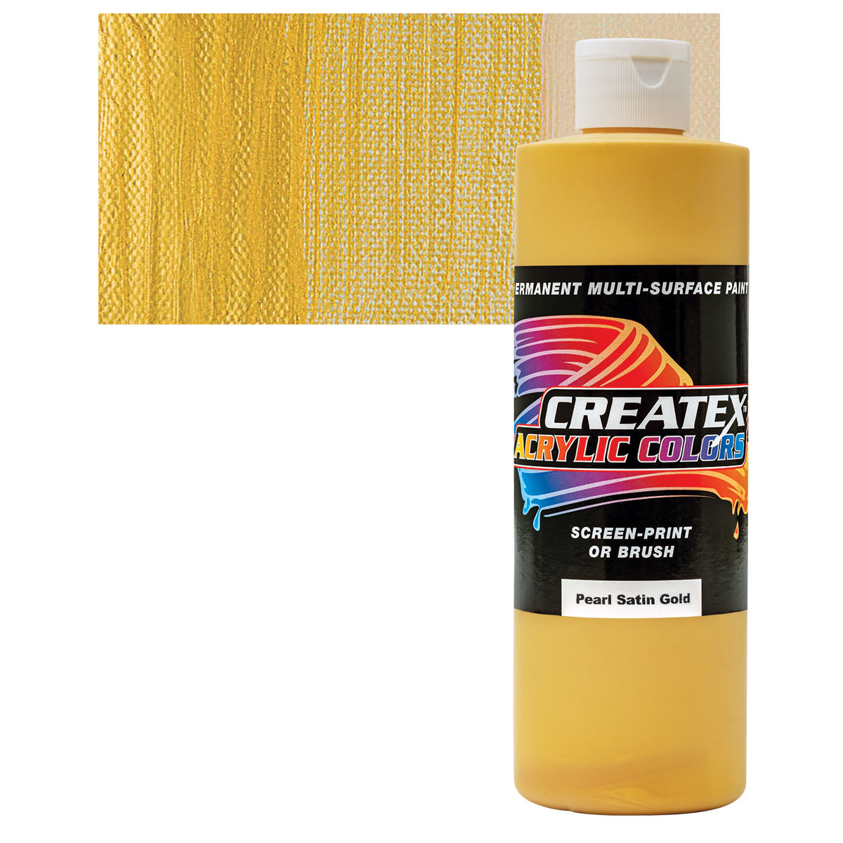 Createx Acrylic - Pearlescent Satin Gold, Pint and swatch