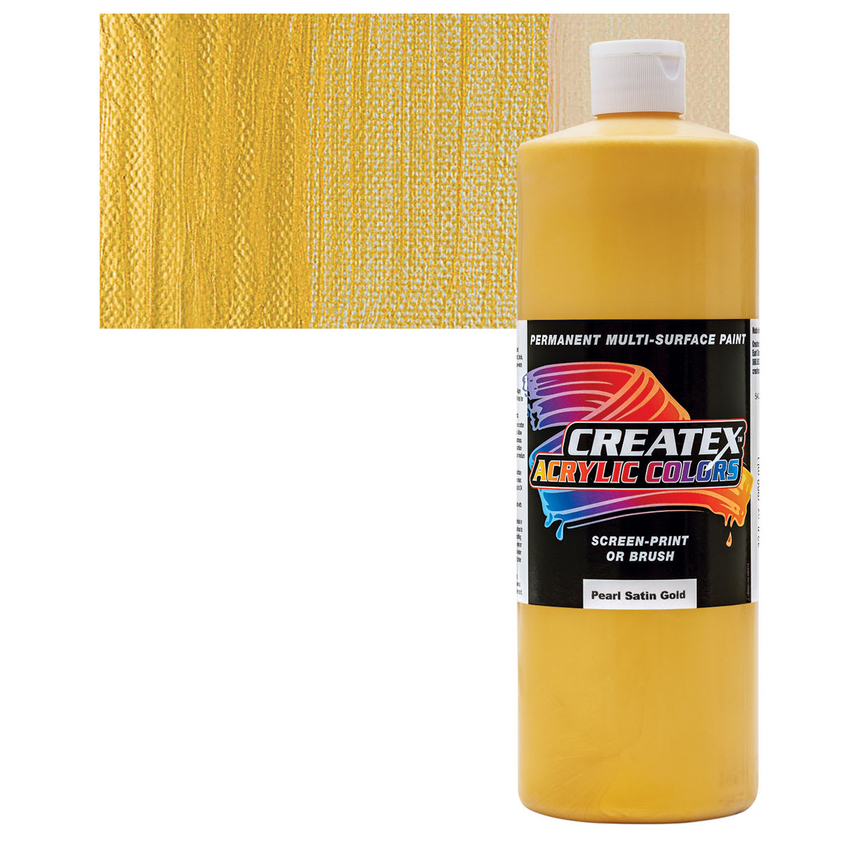 Createx Acrylic - Pearlescent Satin Gold, Quart and swatch