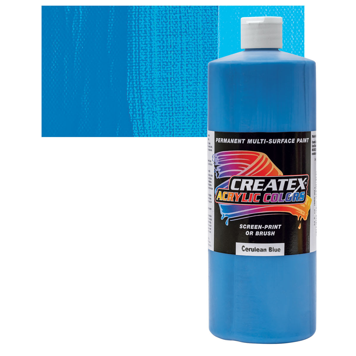Createx Acrylic - Cerulean Blue, Quart and swatch