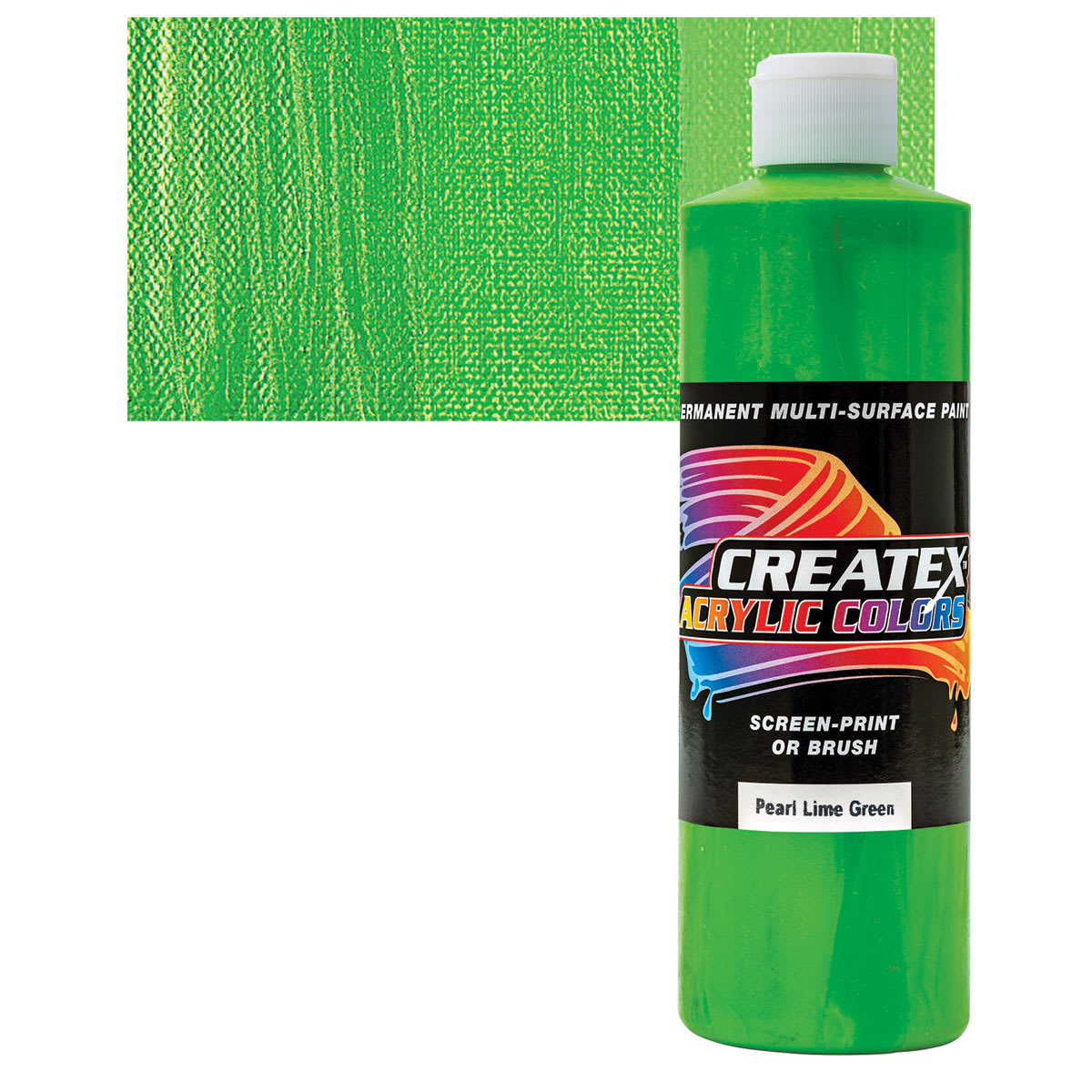 Createx Acrylic - Pearl Lime Green, Pint and swatch