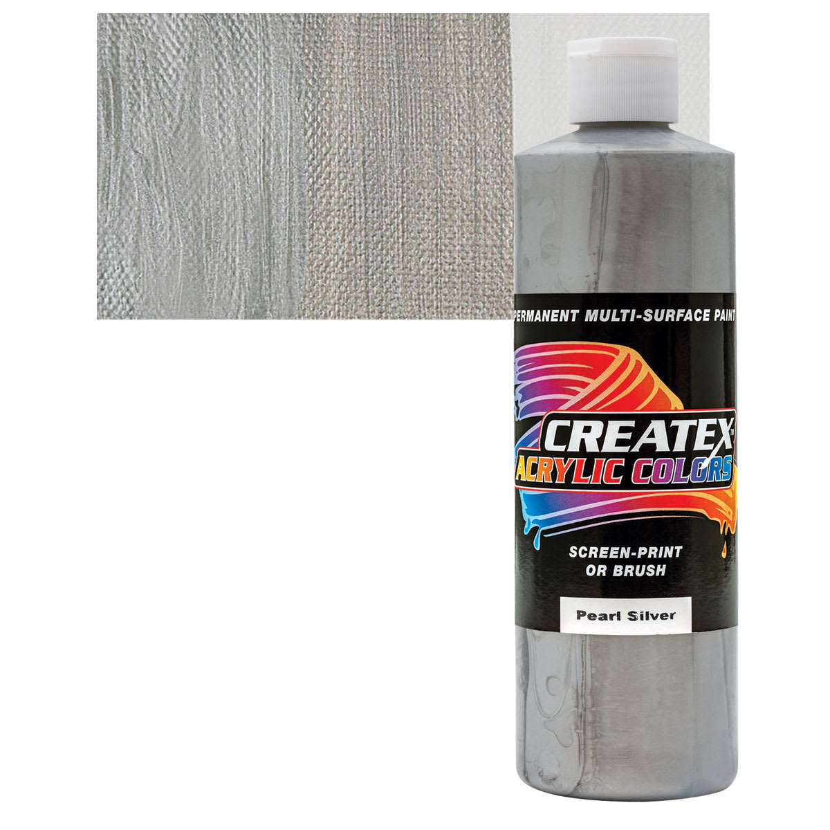 Createx Acrylic - Pearlescent Silver, Pint and swatch