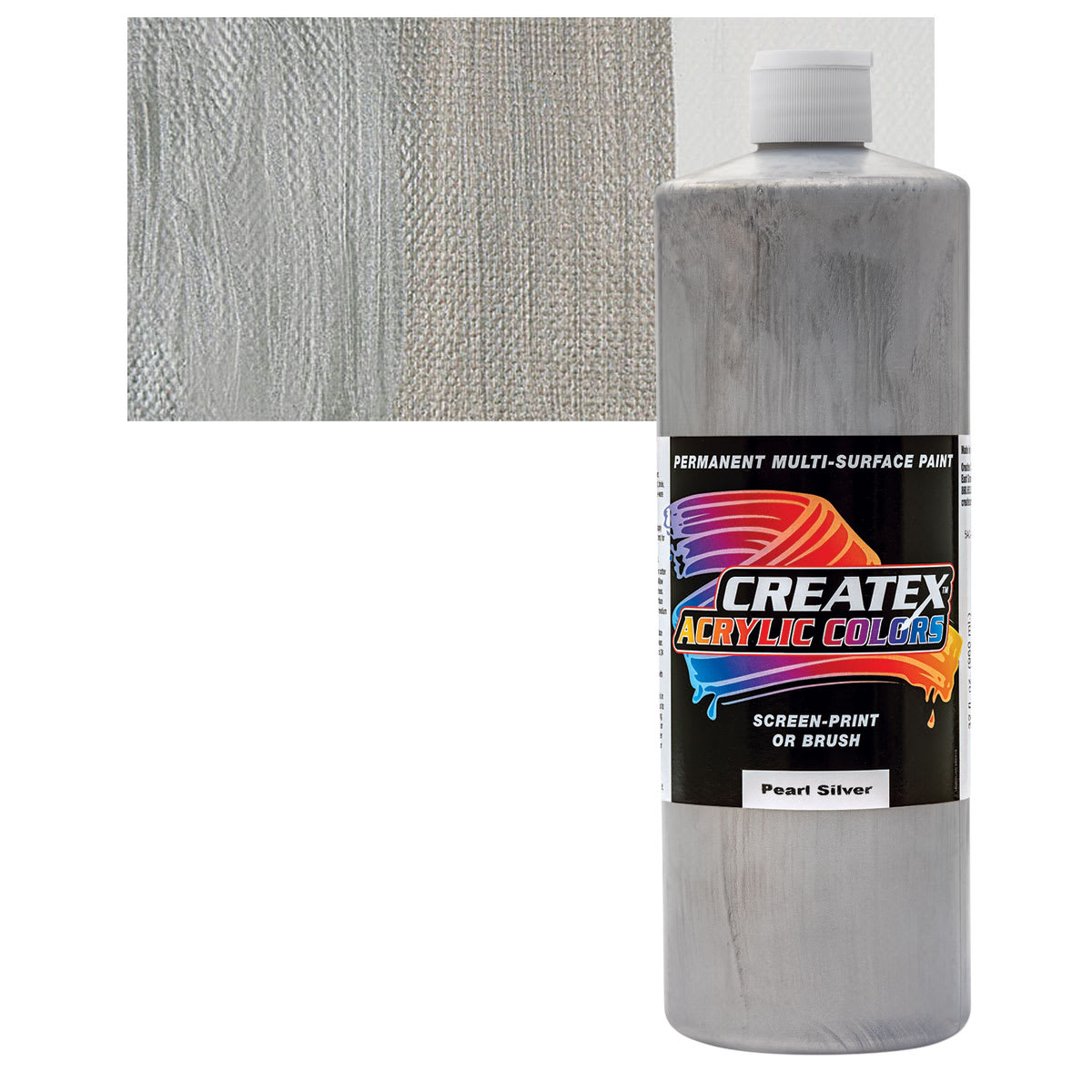Createx Acrylic - Pearlescent Silver, Quart and swatch