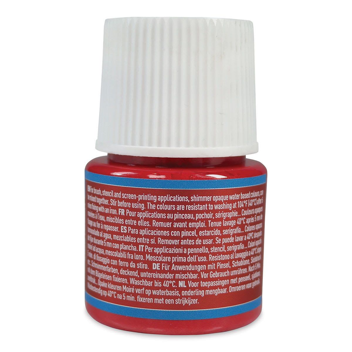 Pebeo Setacolor Fabric Paint - Passion Red, Shimmer, 45 ml bottle back