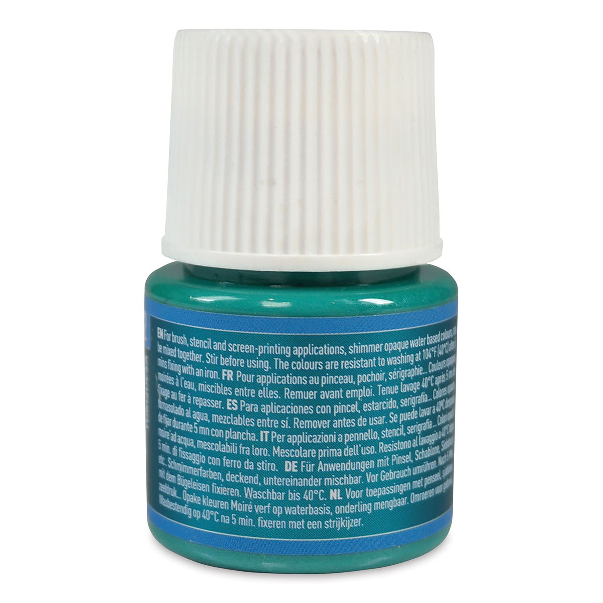 Pebeo Setacolor Fabric Paint - Turquoise, Shimmer, 45 ml bottle back
