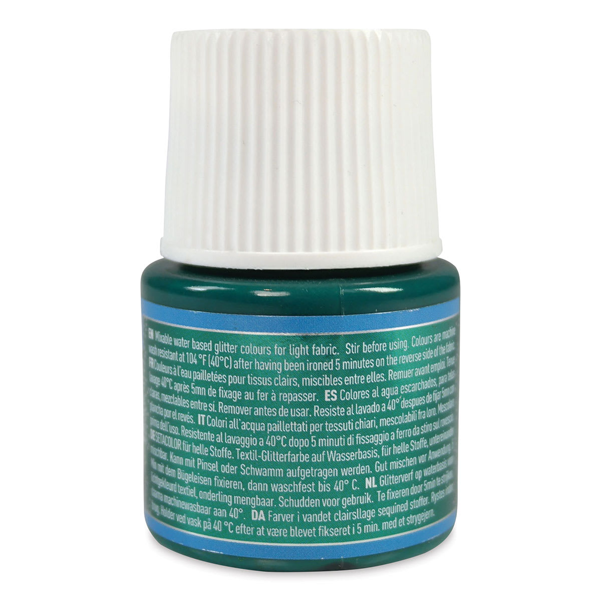 Pebeo Setacolor Fabric Paint - Emerald, Glitter, 45ml Bottle back