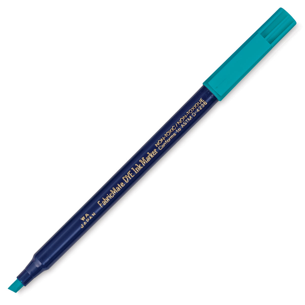 Yasutomo FabricMate Dye Ink Marker - Peacock Blue, Chisel Tip, Marker with cap off