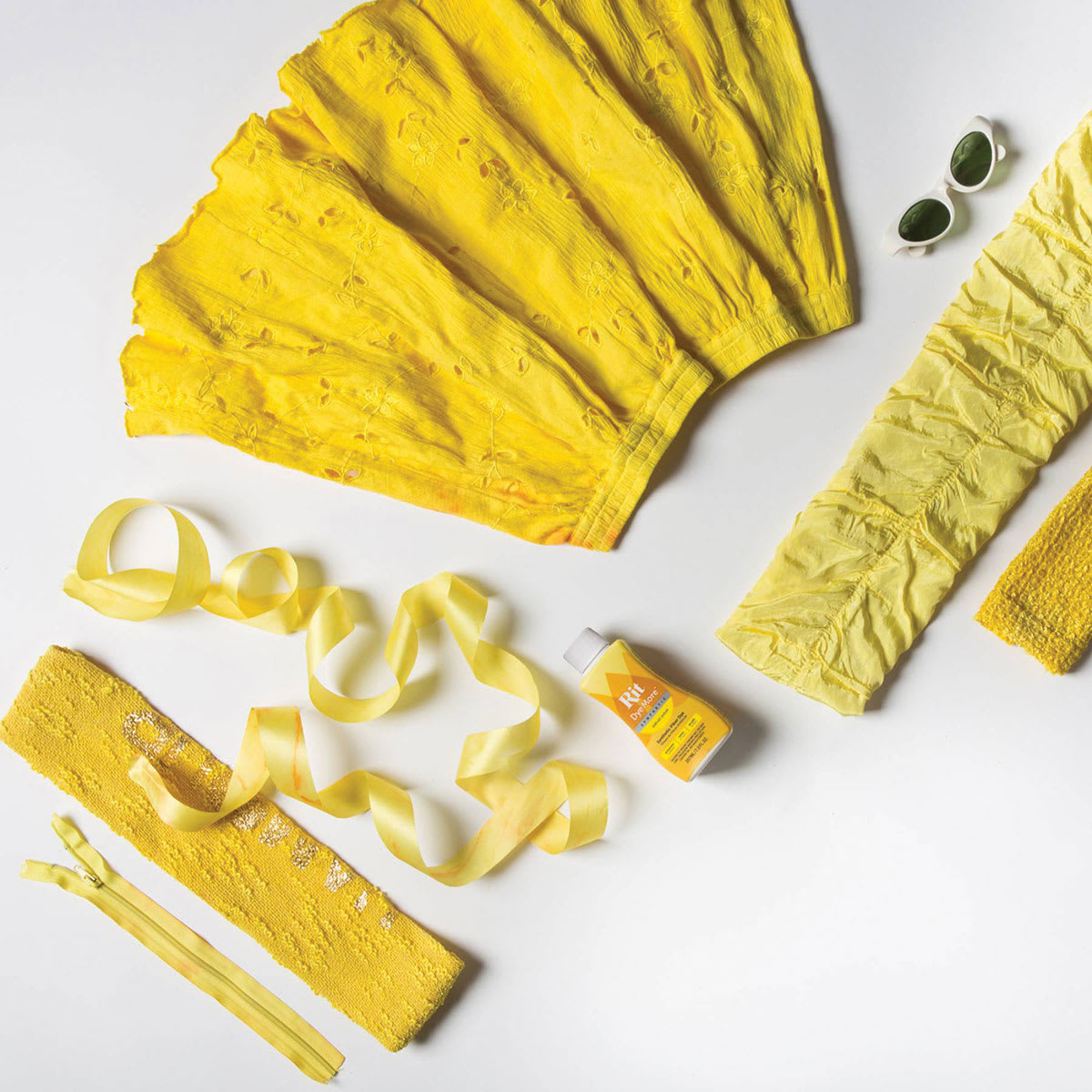 Rit DyeMore Synthetic Fiber Dye - Daffodil Yellow, 7 oz, assorted clothing and fabrics dyed